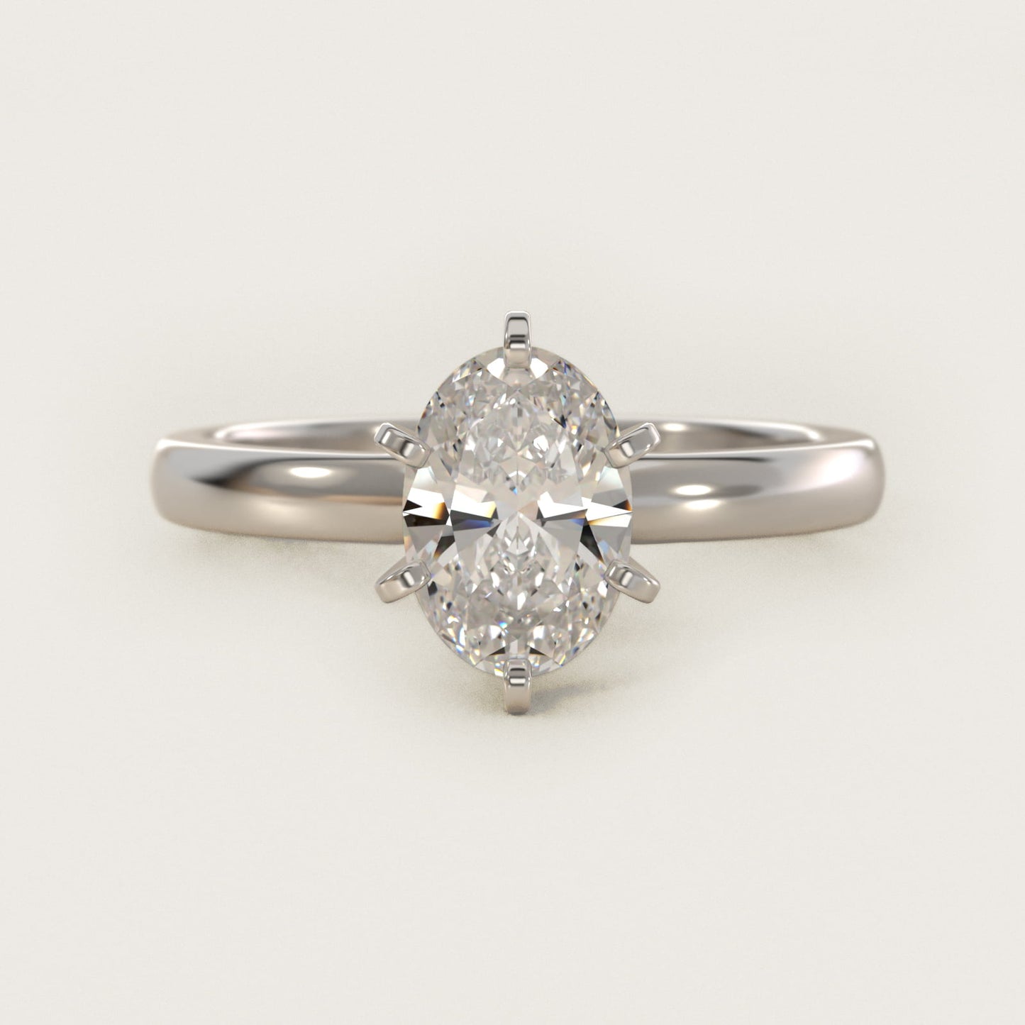 Comfort Fit Six Prong Solitaire Engagement Ring In 14K White Gold By James Allen - Oval Center