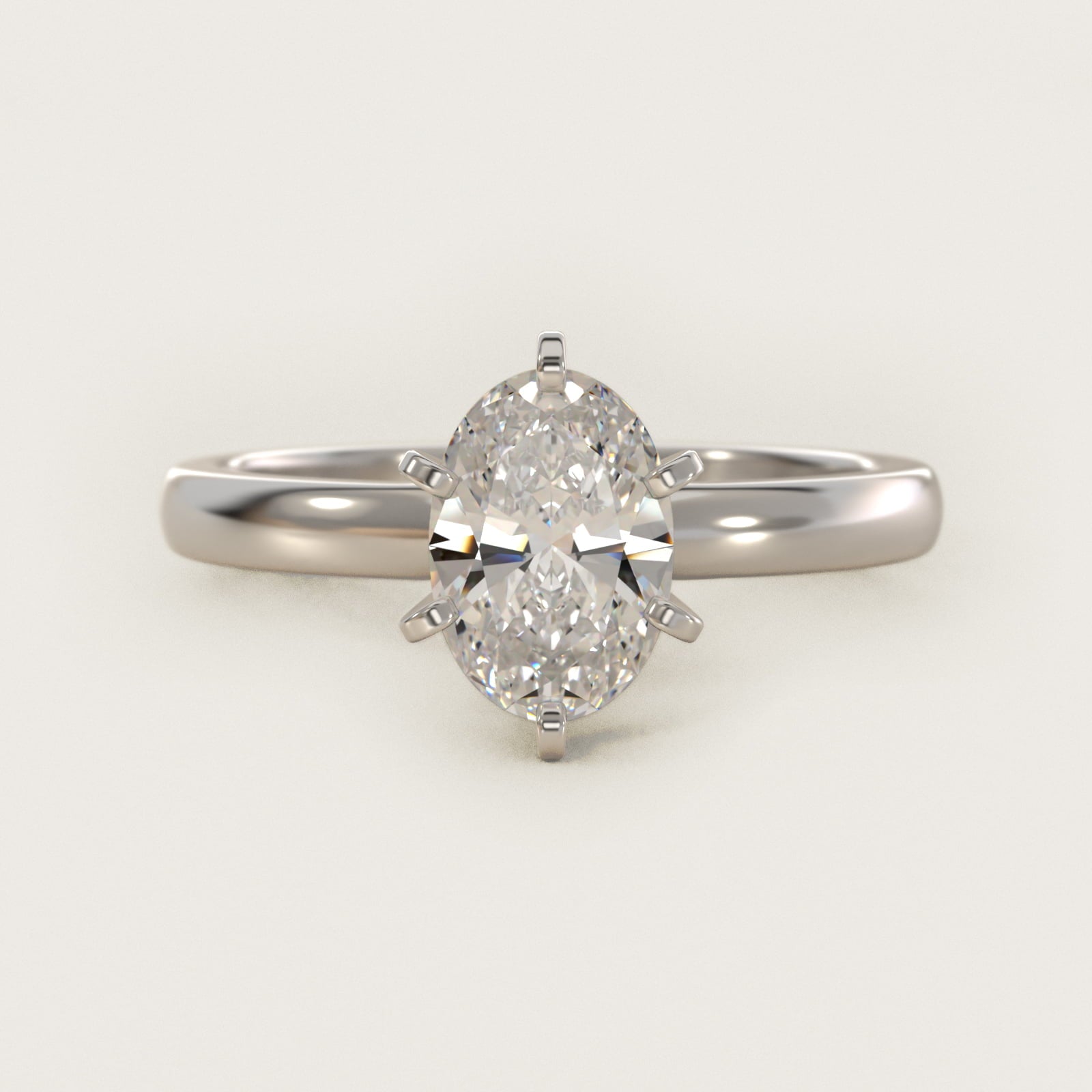 Comfort Fit Six Prong Solitaire Engagement Ring In 18k White Gold By James Allen - Oval Center