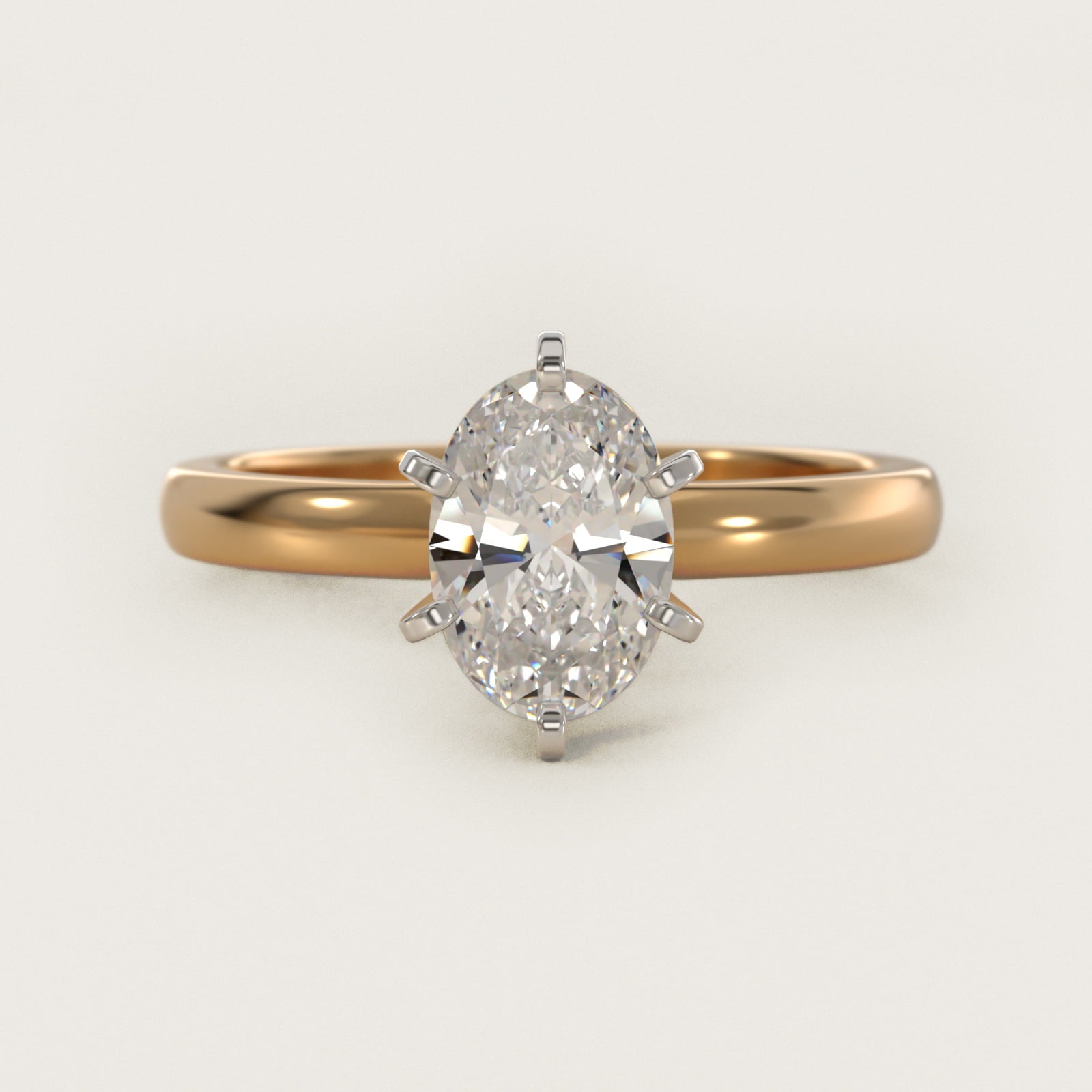 Comfort Fit Six Prong Solitaire Engagement Ring In 14K Yellow Gold By James Allen - Oval Center