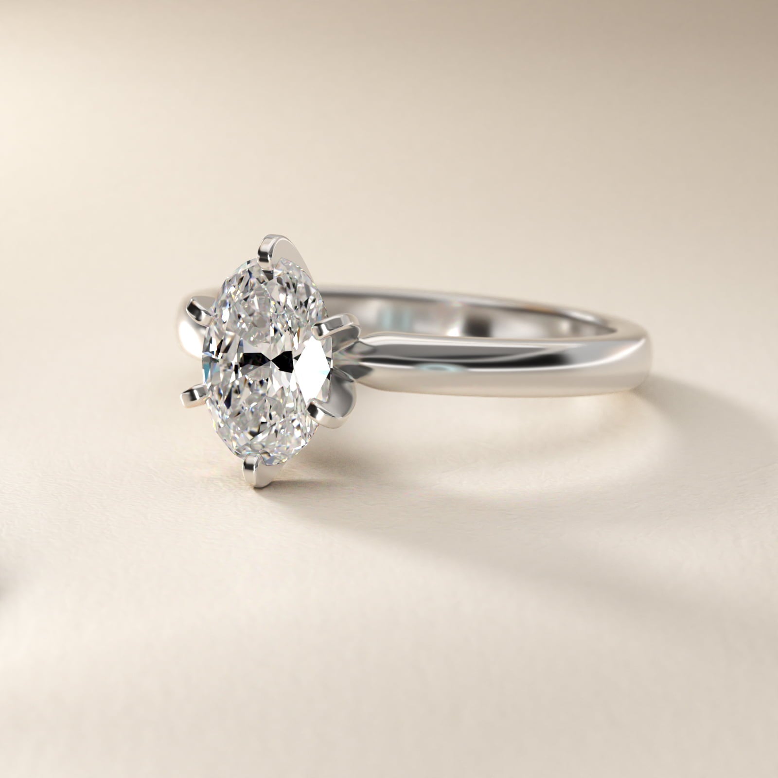 Comfort Fit Six Prong Solitaire Engagement Ring In Platinum By James Allen - Oval Center