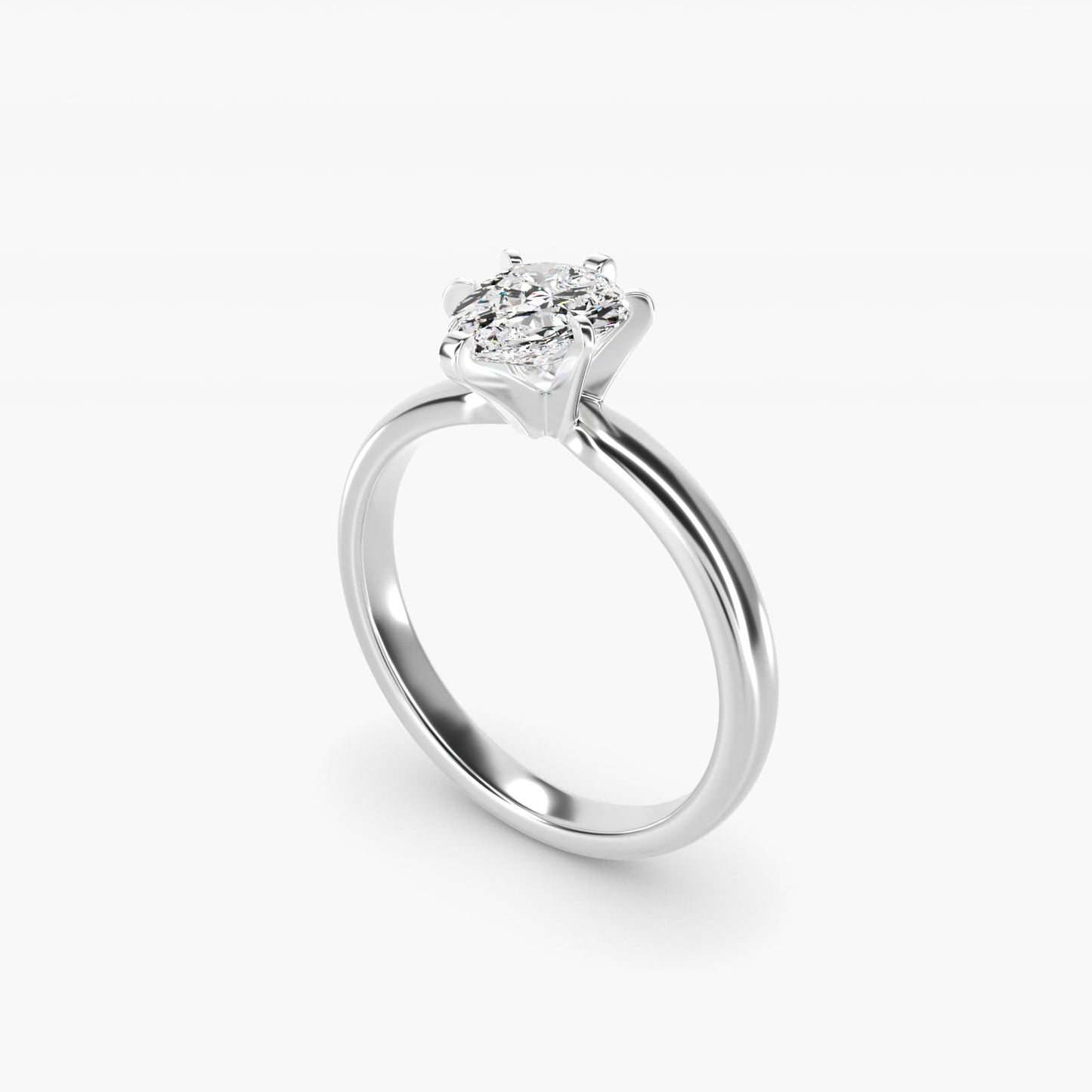 Comfort Fit Six Prong Solitaire Engagement Ring In 14K White Gold By James Allen - Pear Center