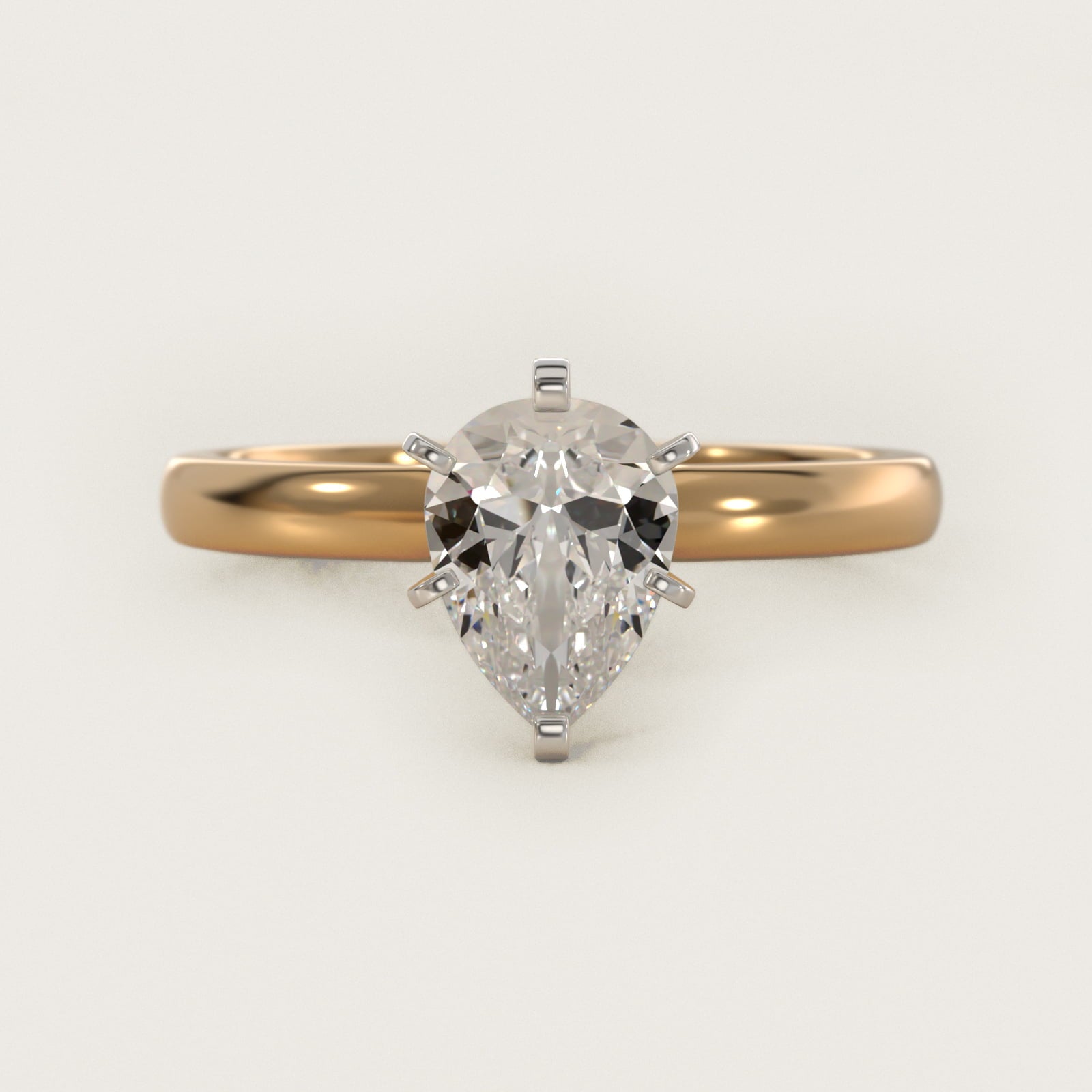 Comfort Fit Six Prong Solitaire Engagement Ring In 18k Yellow Gold By James Allen - Pear Center