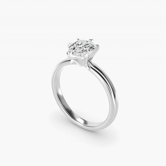 Comfort Fit Six Prong Solitaire Engagement Ring In Platinum By James Allen - Pear Center