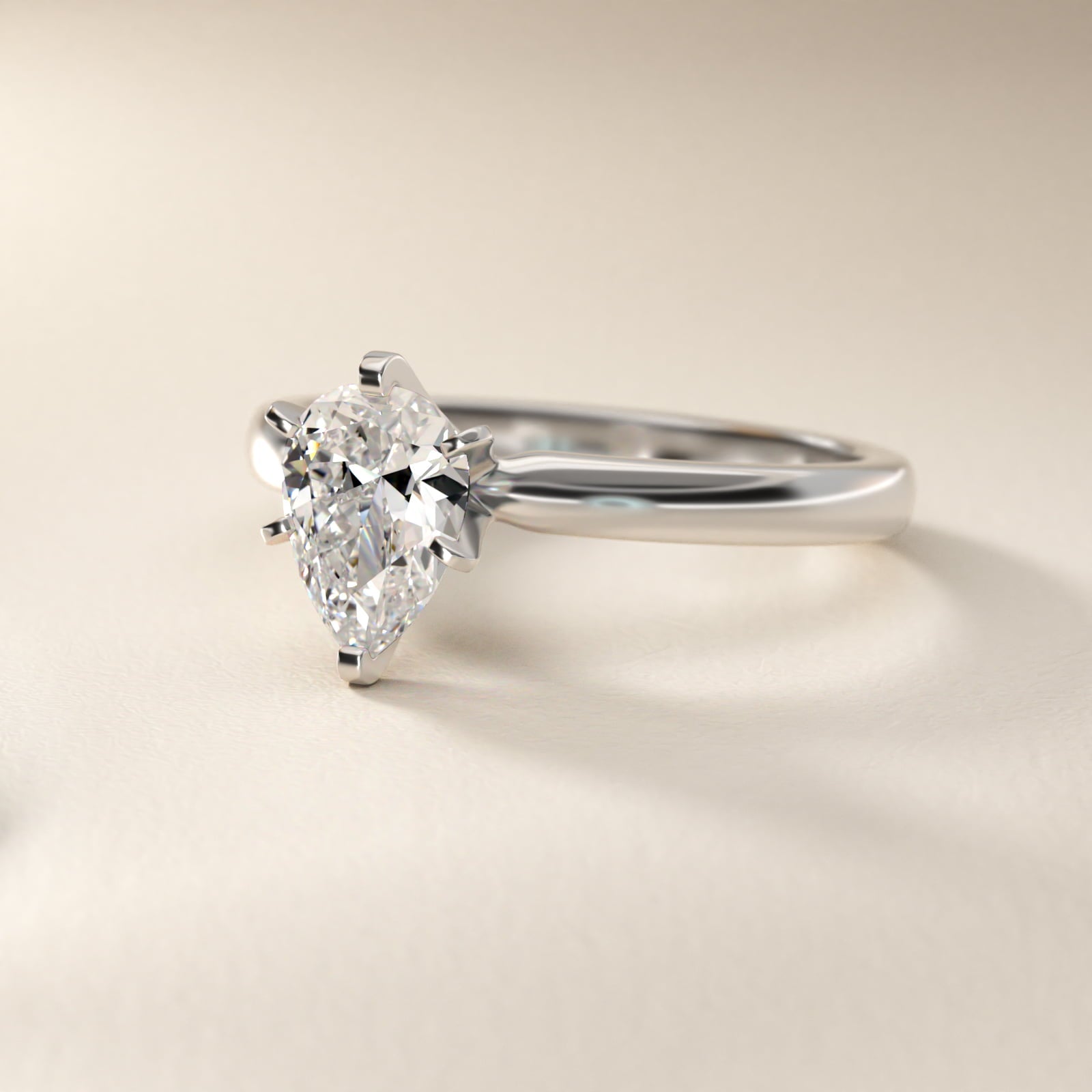 Comfort Fit Six Prong Solitaire Engagement Ring In Platinum By James Allen - Pear Center