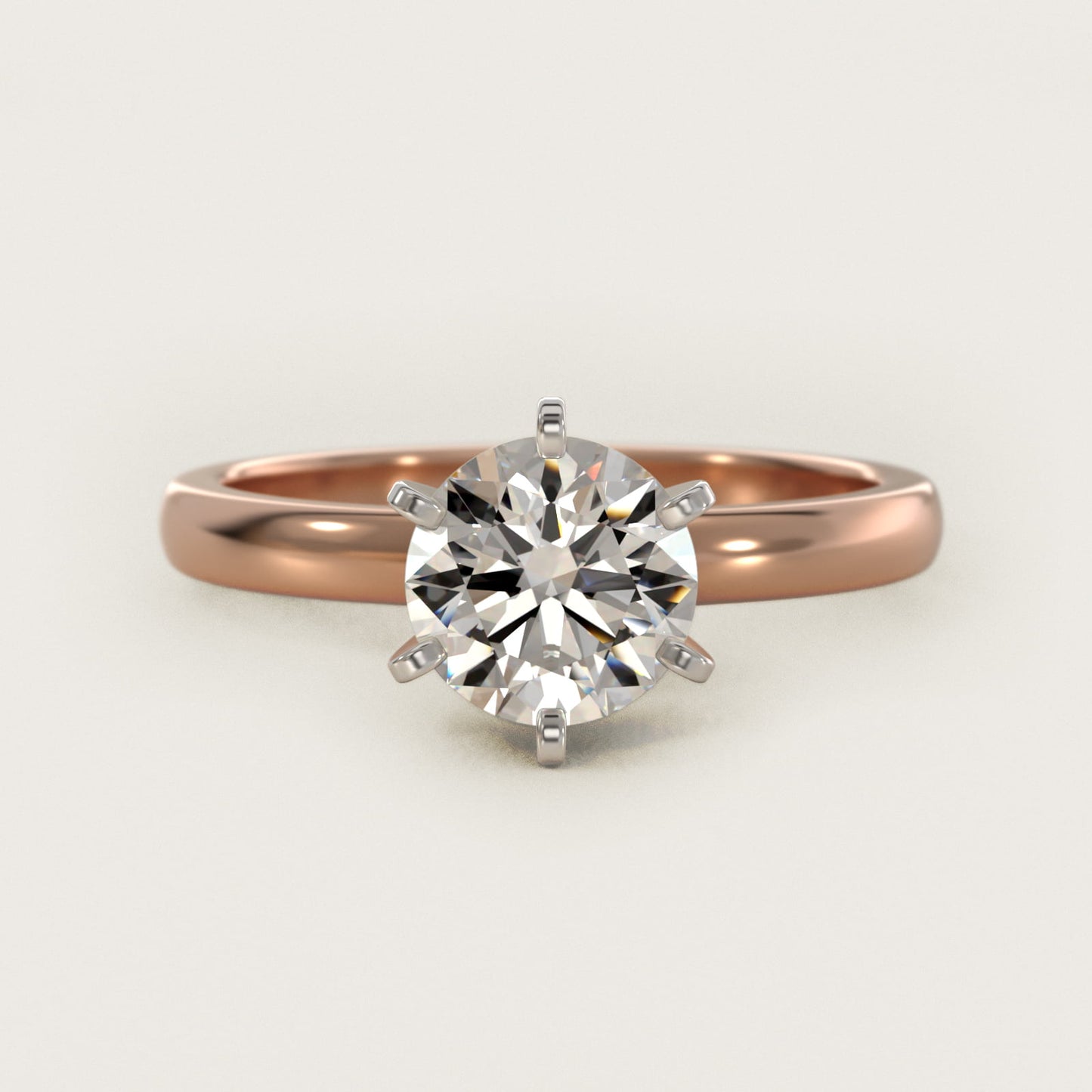 Comfort Fit Six Prong Solitaire Engagement Ring In 14K Rose Gold By James Allen - Round Center