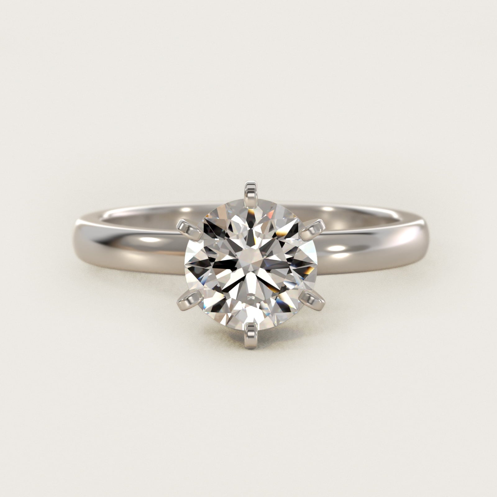 Comfort Fit Six Prong Solitaire Engagement Ring In 14K White Gold By James Allen - Round Center