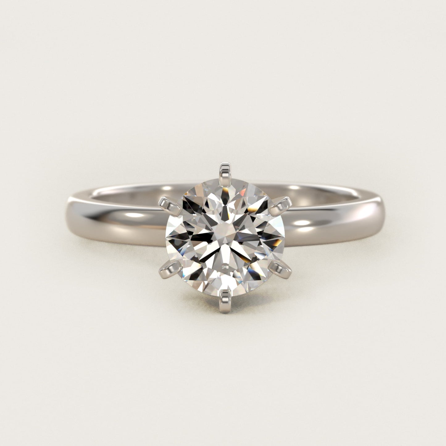 Comfort Fit Six Prong Solitaire Engagement Ring In Platinum By James Allen - Round Center