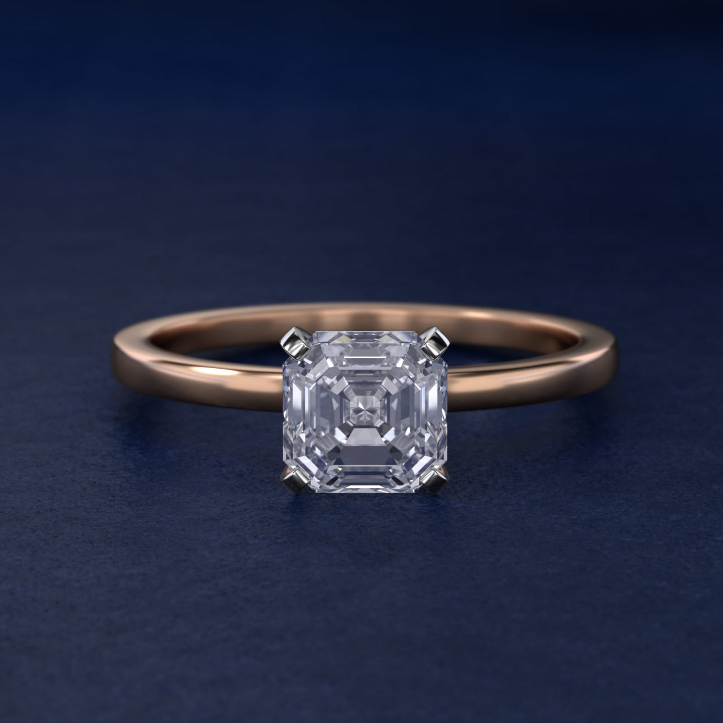 Comfort Fit Solitaire Engagement Ring In 14K Rose Gold By James Allen - Asscher Center