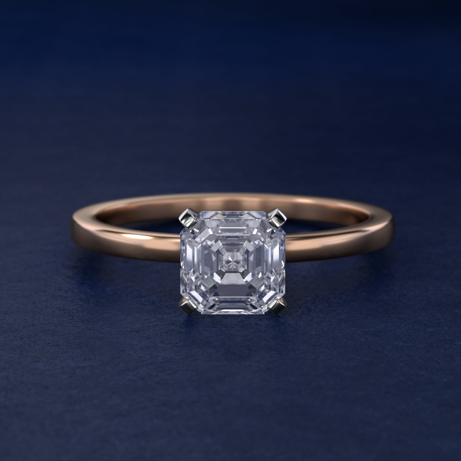 Comfort Fit Solitaire Engagement Ring In 14K Rose Gold By James Allen - Asscher Center