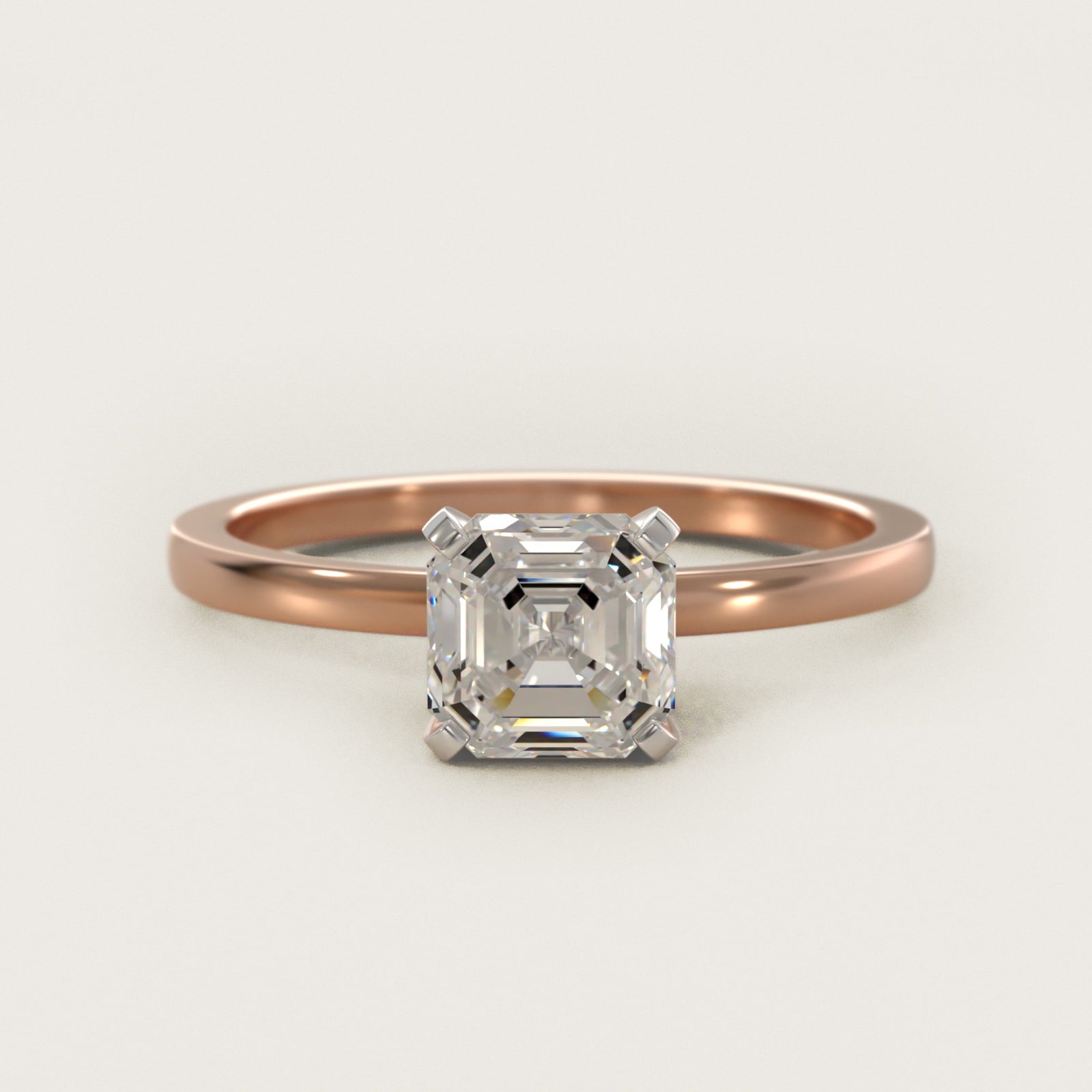 Comfort Fit Solitaire Engagement Ring In 14K Rose Gold By James Allen - Asscher Center
