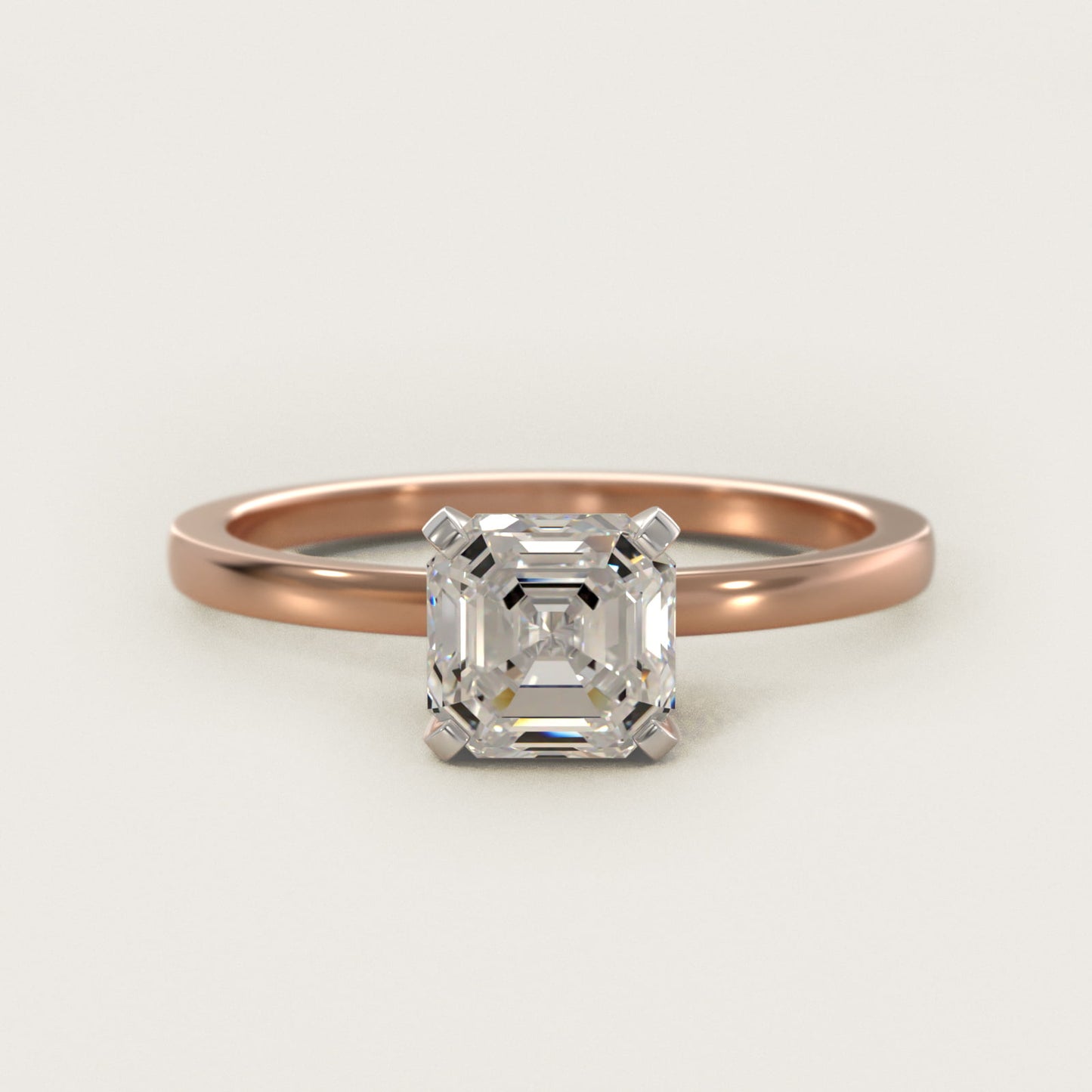 Comfort Fit Solitaire Engagement Ring In 18k Rose Gold By James Allen - Asscher Center
