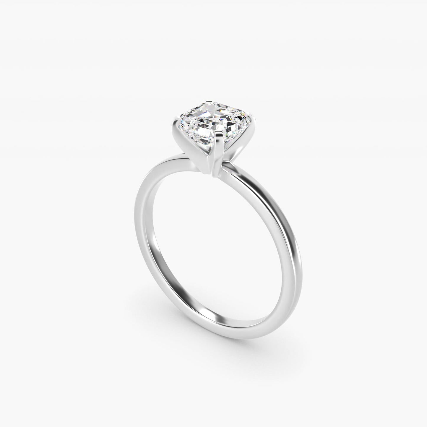 Comfort Fit Solitaire Engagement Ring In 18k White Gold By James Allen - Asscher Center