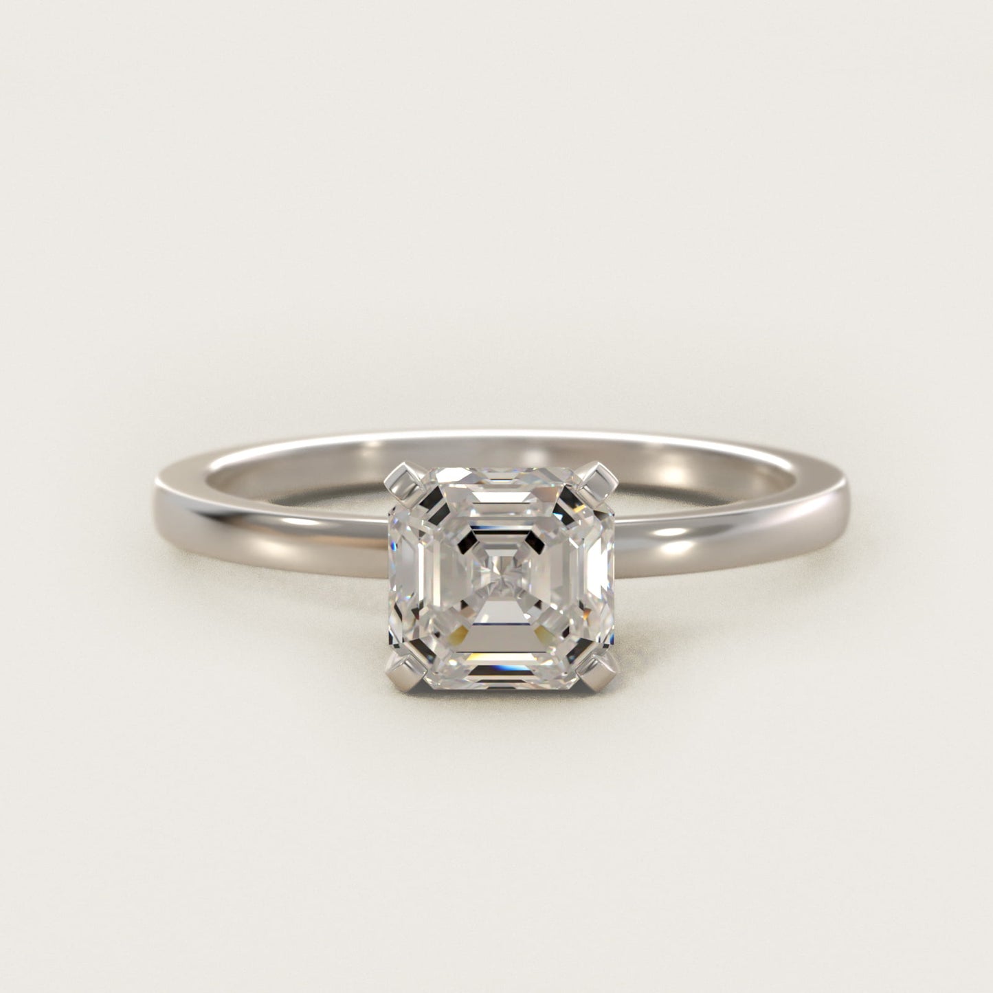 Comfort Fit Solitaire Engagement Ring In 14K White Gold By James Allen - Asscher Center