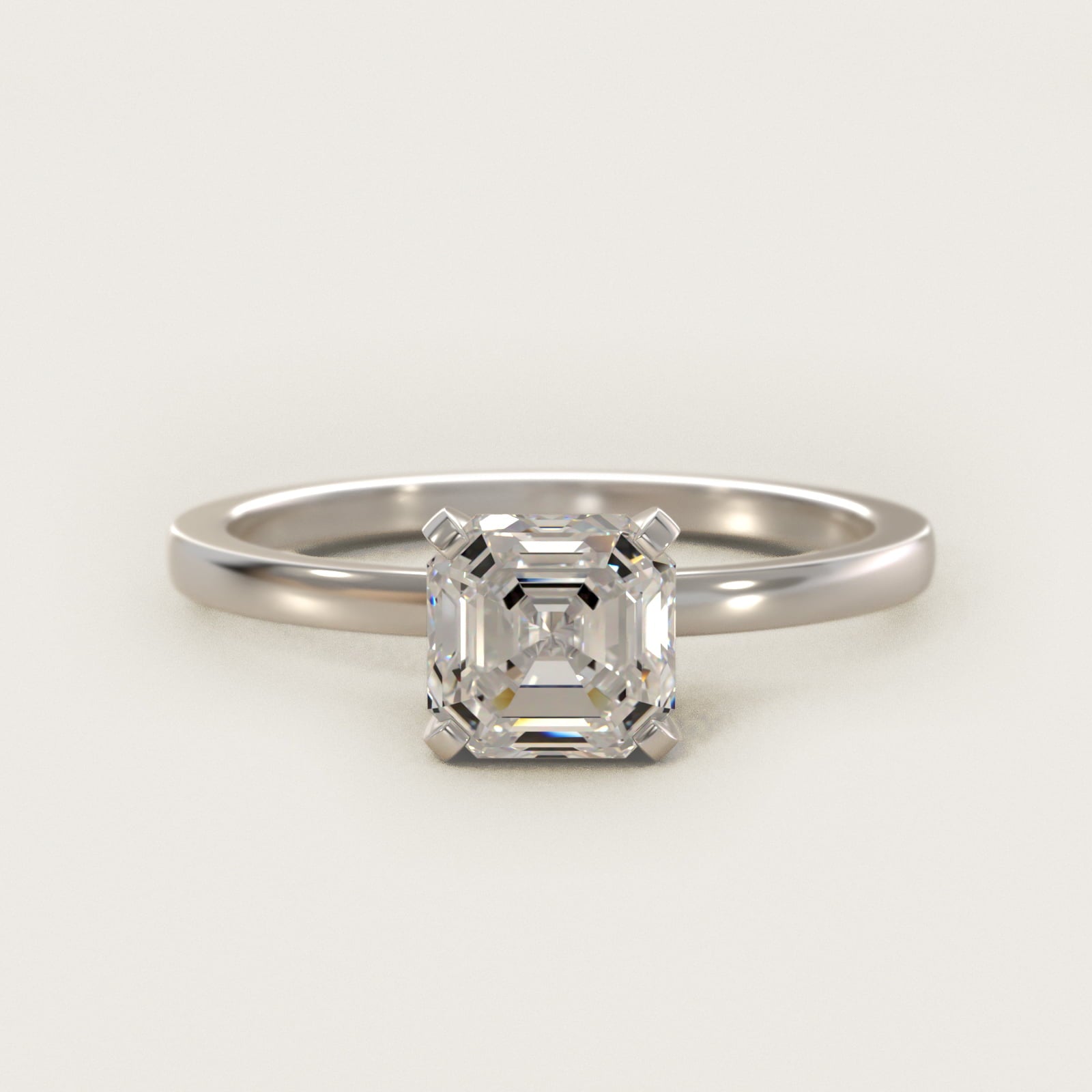 Comfort Fit Solitaire Engagement Ring In 18k White Gold By James Allen - Asscher Center