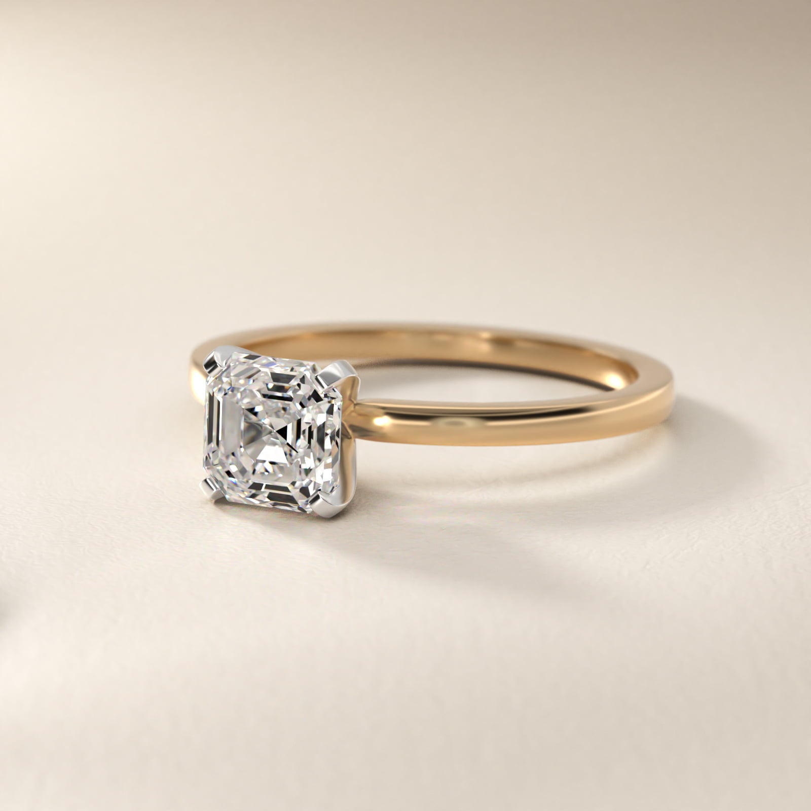 Comfort Fit Solitaire Engagement Ring In 18k Yellow Gold By James Allen - Asscher Center