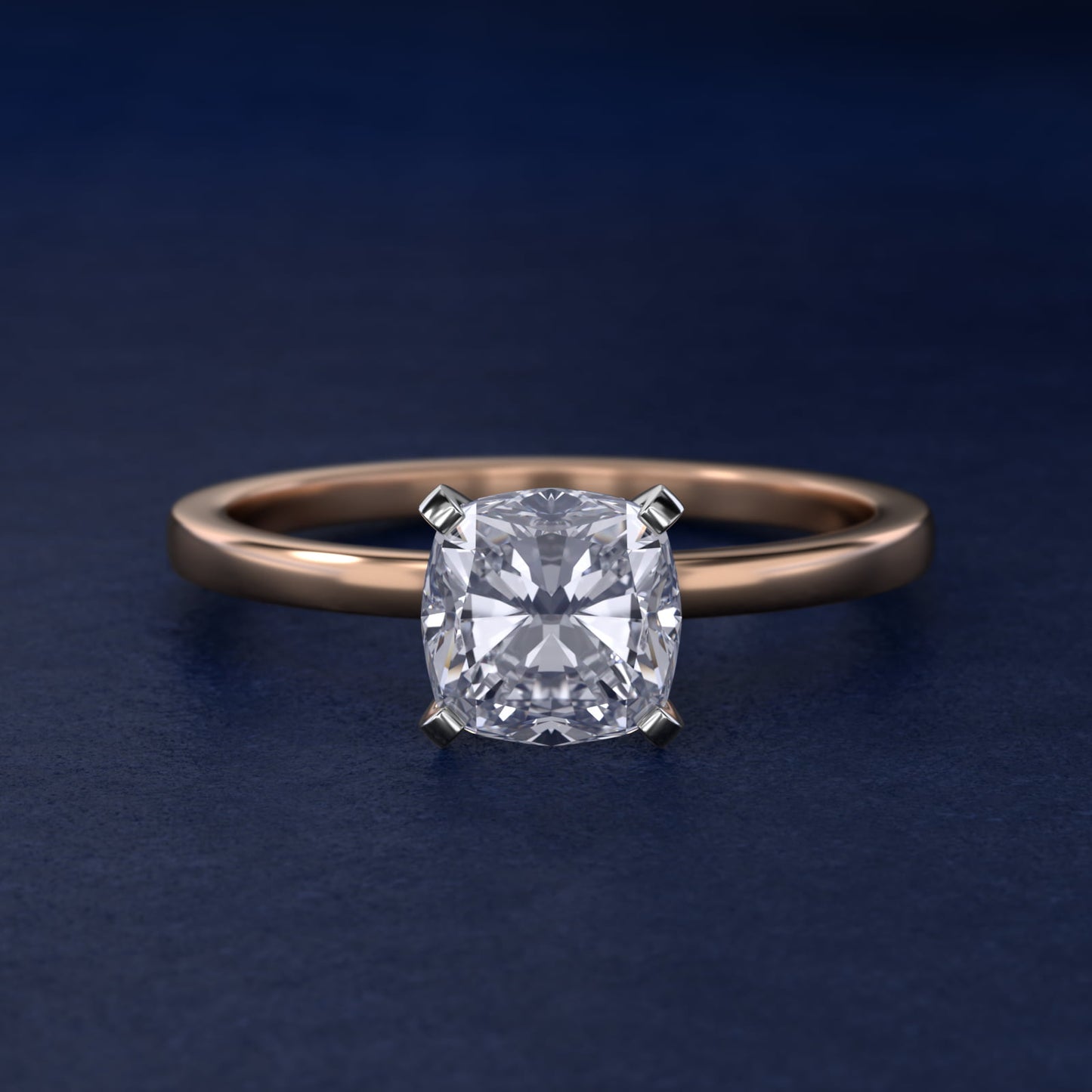 Comfort Fit Solitaire Engagement Ring In 14K Rose Gold By James Allen - Cushion Center