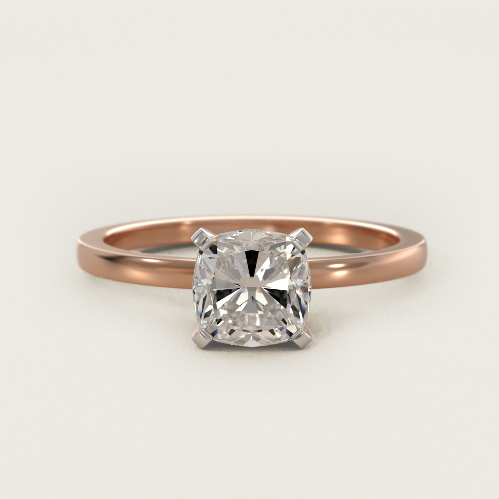 Comfort Fit Solitaire Engagement Ring In 18k Rose Gold By James Allen - Cushion Center