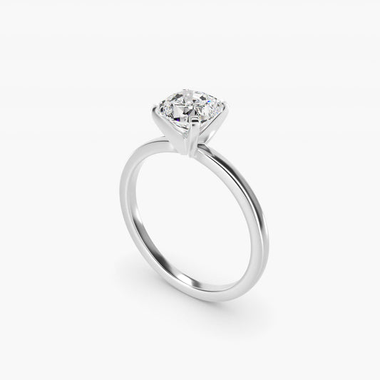 Comfort Fit Solitaire Engagement Ring In 14K White Gold By James Allen - Cushion Center