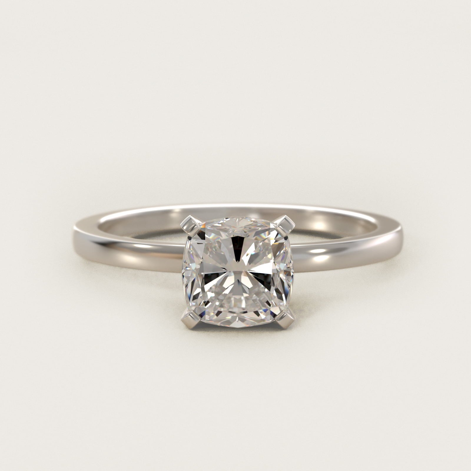 Comfort Fit Solitaire Engagement Ring In 18k White Gold By James Allen - Cushion Center