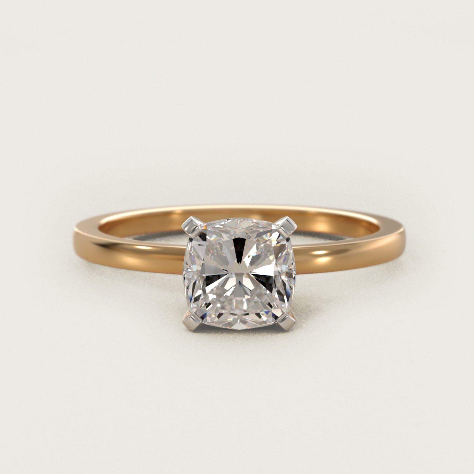 Comfort Fit Solitaire Engagement Ring In 14K Yellow Gold By James Allen - Cushion Center
