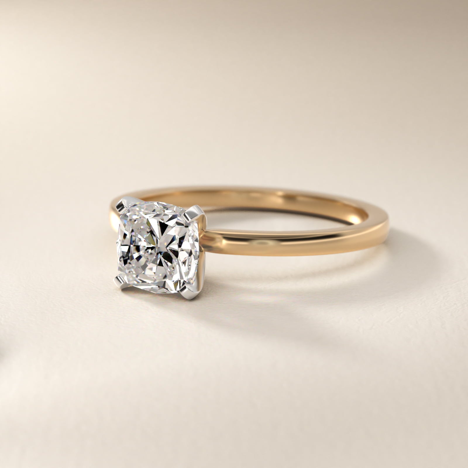 Comfort Fit Solitaire Engagement Ring In 18k Yellow Gold By James Allen - Cushion Center