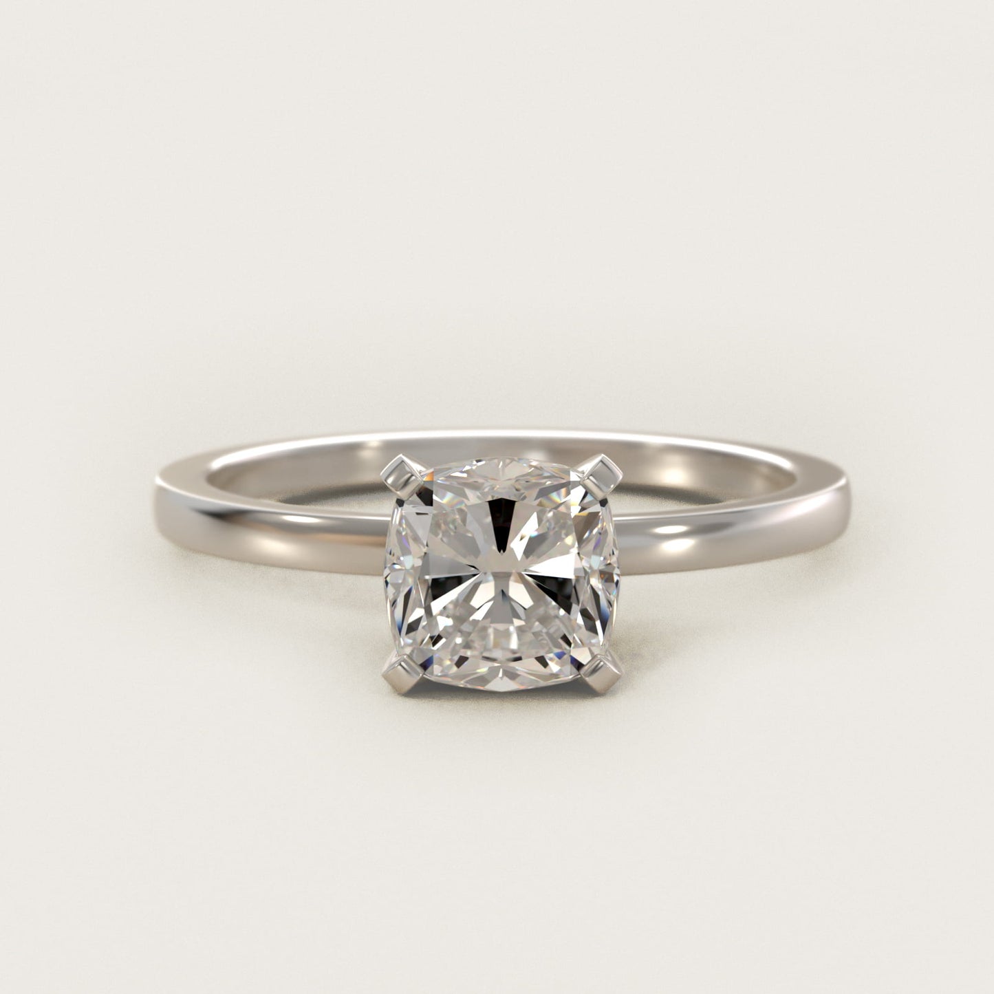 Comfort Fit Solitaire Engagement Ring In Platinum By James Allen - Cushion Center