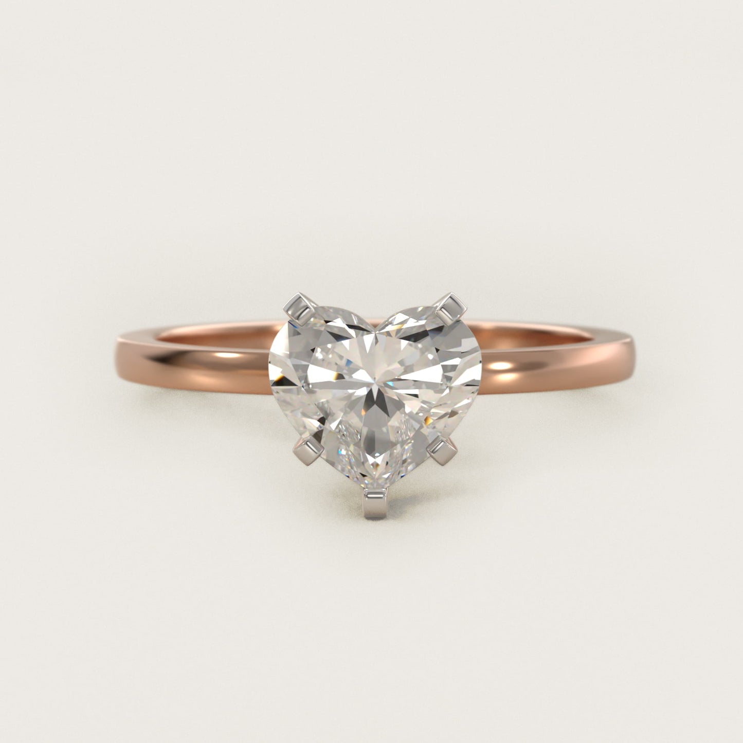 Comfort Fit Solitaire Engagement Ring In 14K Rose Gold By James Allen - Heart Center