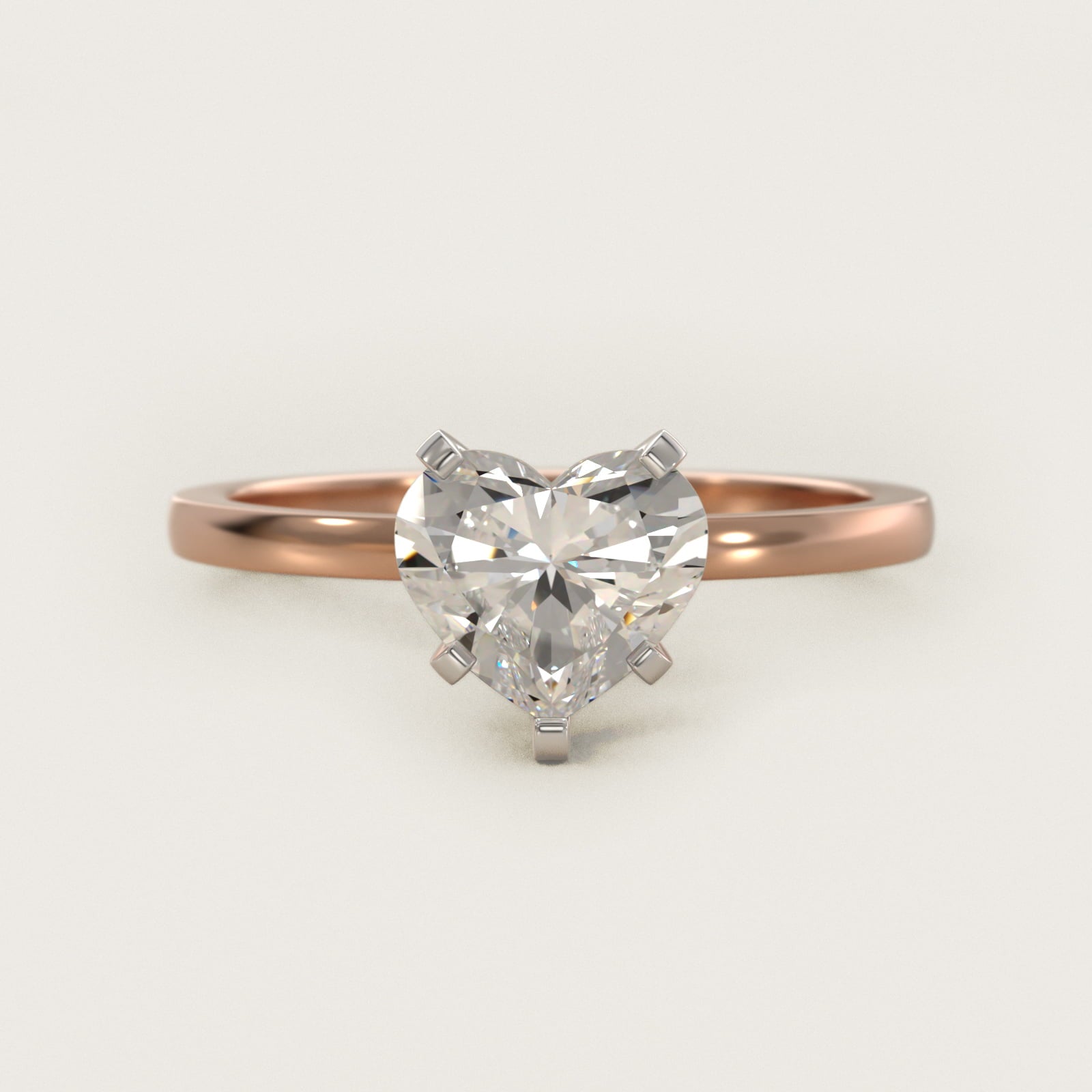 Comfort Fit Solitaire Engagement Ring In 18k Rose Gold By James Allen - Heart Center
