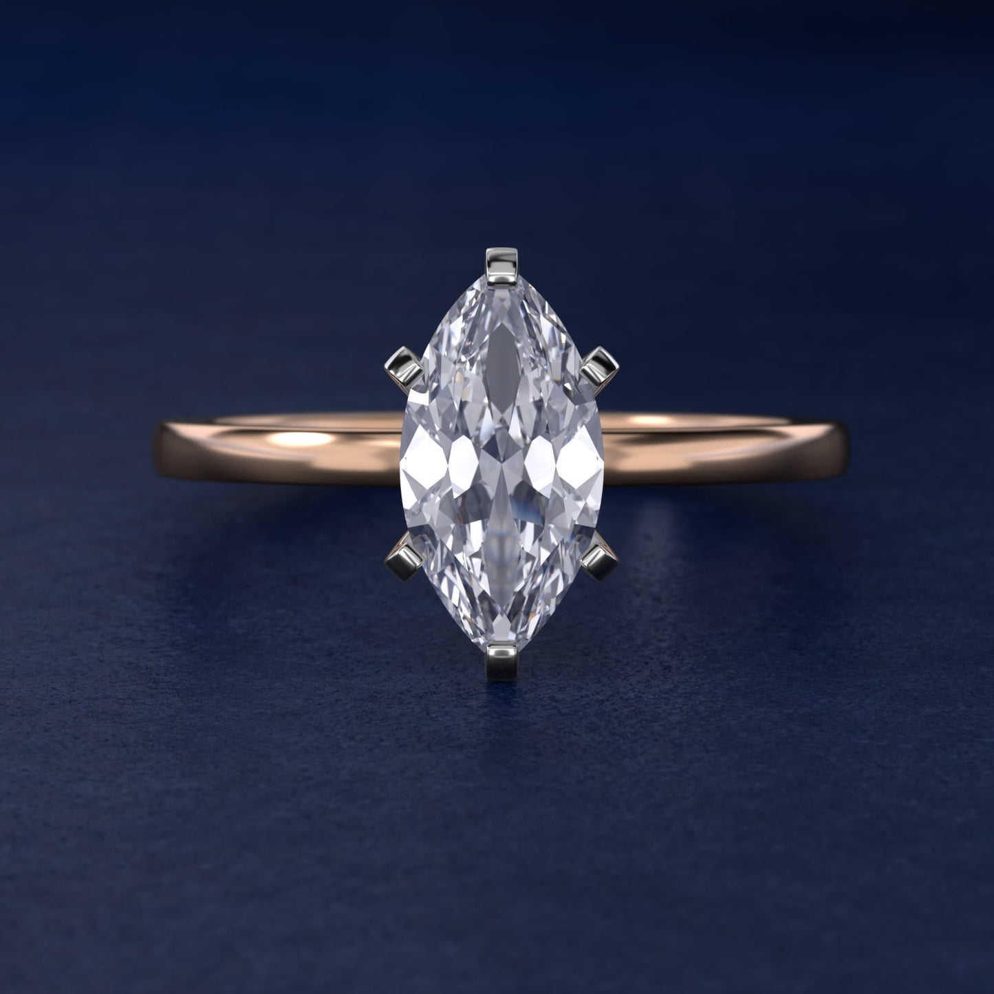 Comfort Fit Solitaire Engagement Ring In 18k Rose Gold By James Allen - Marquise Center