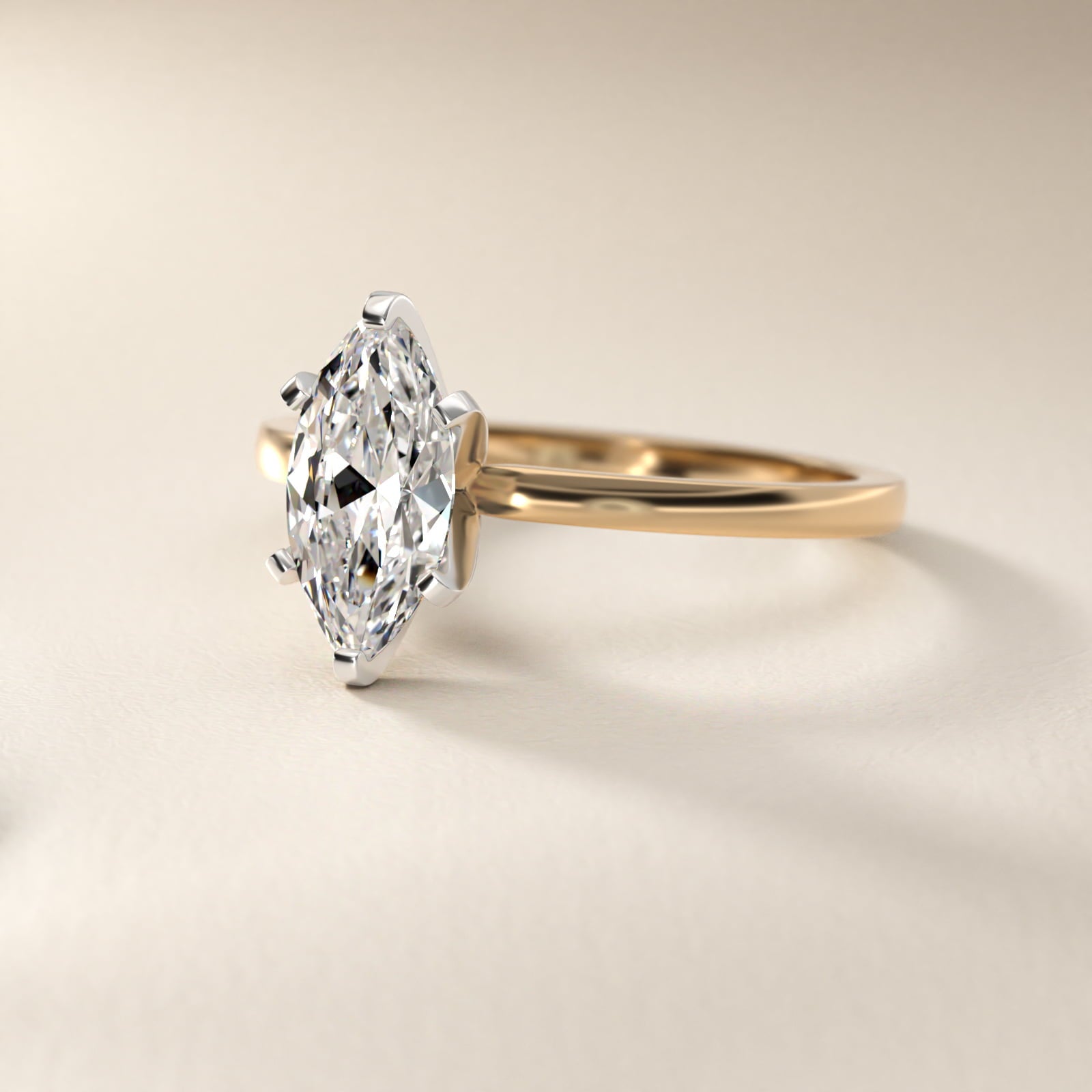 Comfort Fit Solitaire Engagement Ring In 14K Yellow Gold By James Allen - Marquise Center