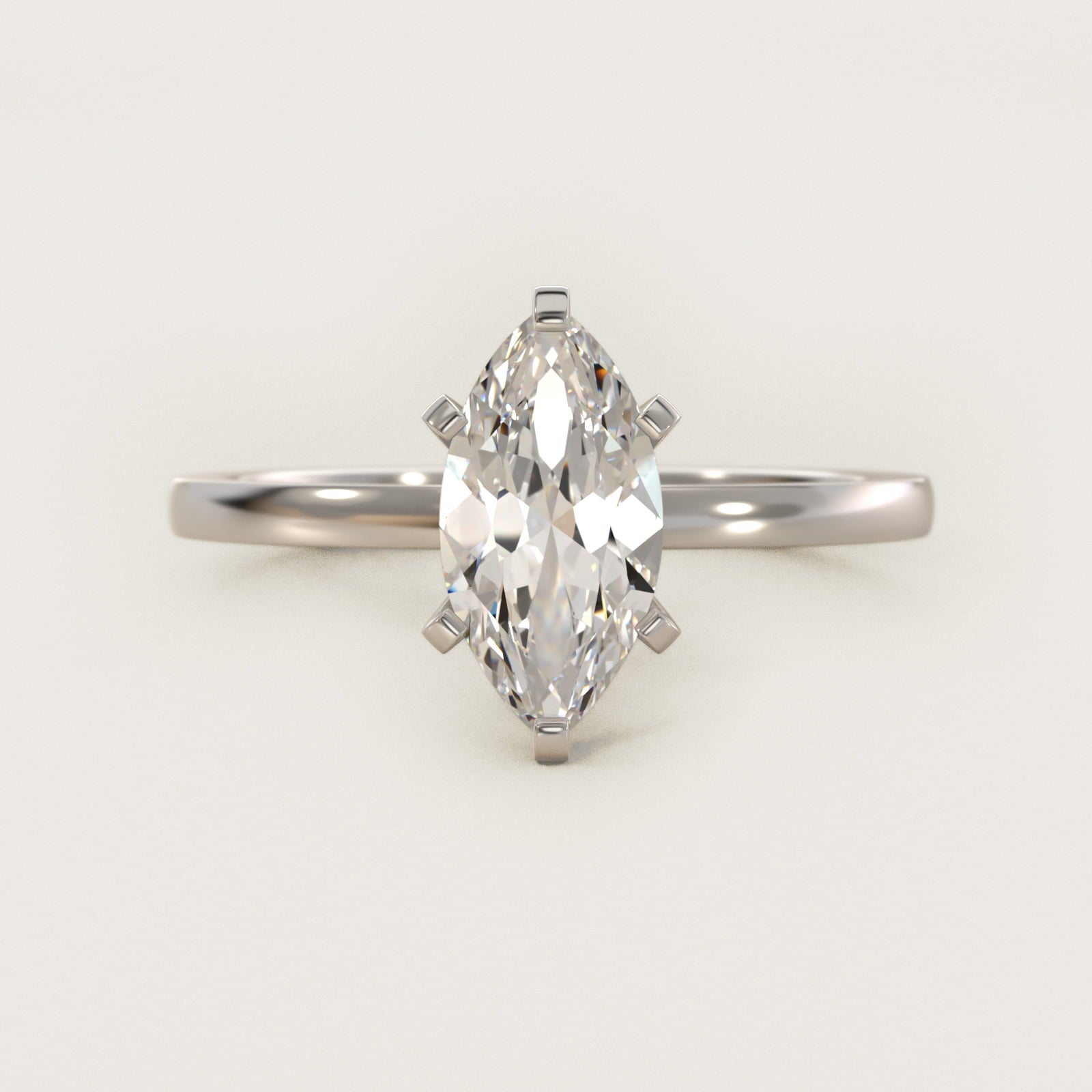 Comfort Fit Solitaire Engagement Ring In Platinum By James Allen - Marquise Center