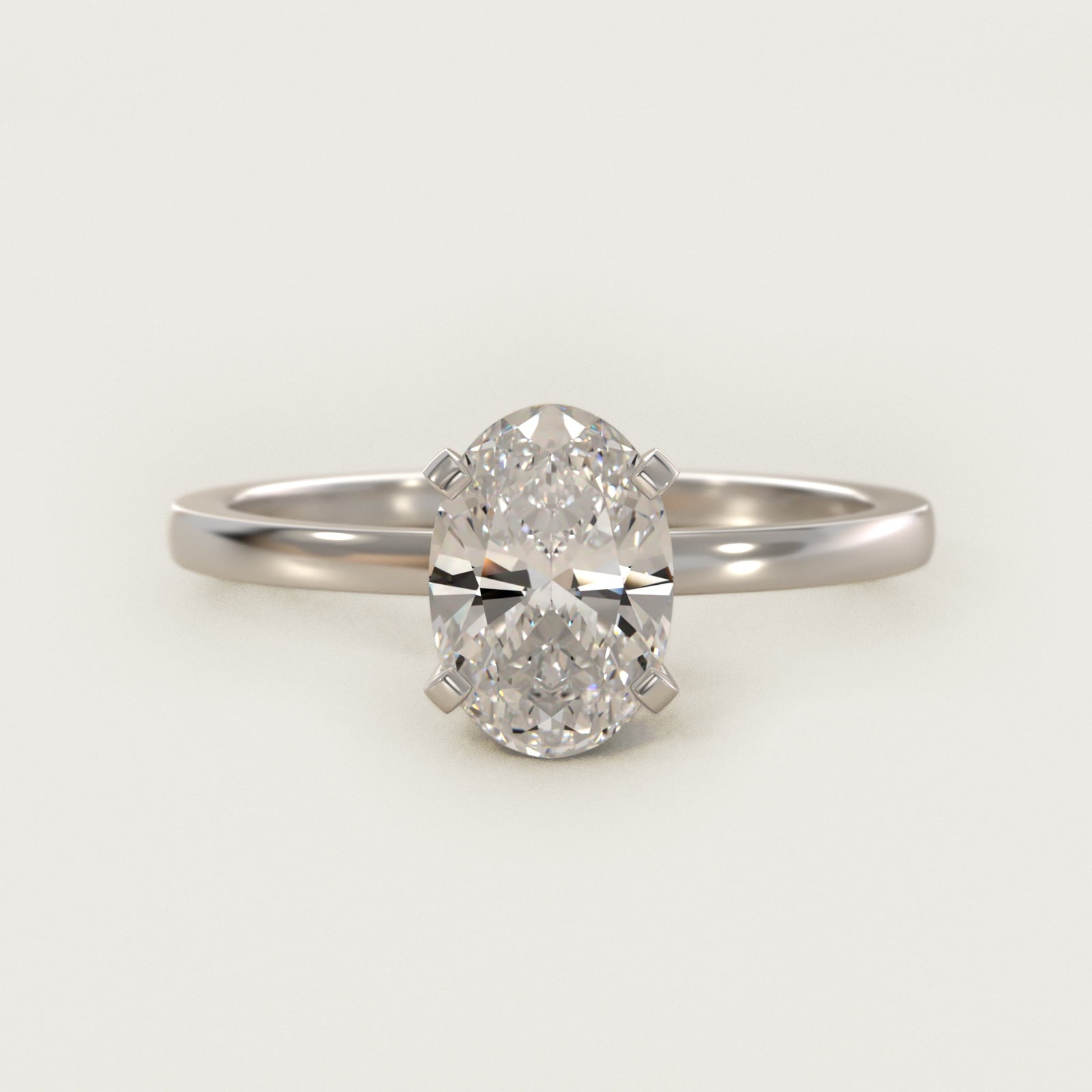 Comfort Fit Solitaire Engagement Ring In 18k White Gold By James Allen - Oval Center