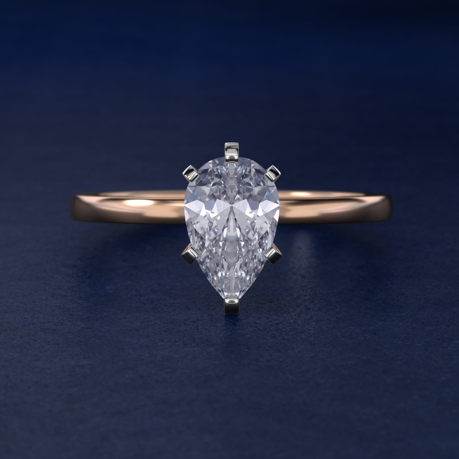 Comfort Fit Solitaire Engagement Ring In 18k Rose Gold By James Allen - Pear Center
