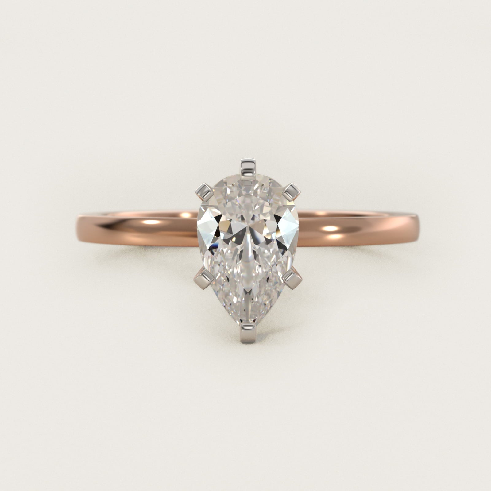 Comfort Fit Solitaire Engagement Ring In 18k Rose Gold By James Allen - Pear Center