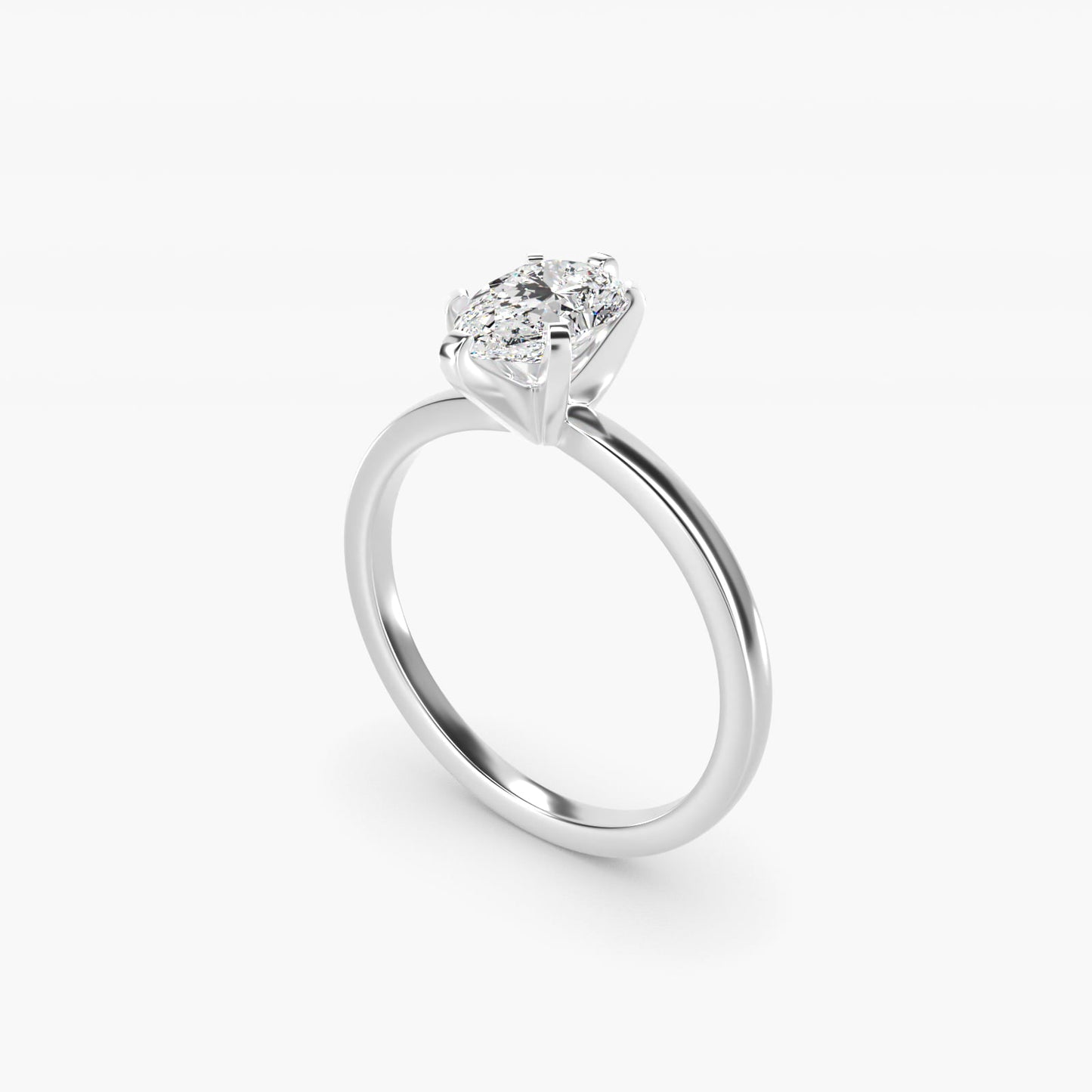 Comfort Fit Solitaire Engagement Ring In 14K White Gold By James Allen - Pear Center