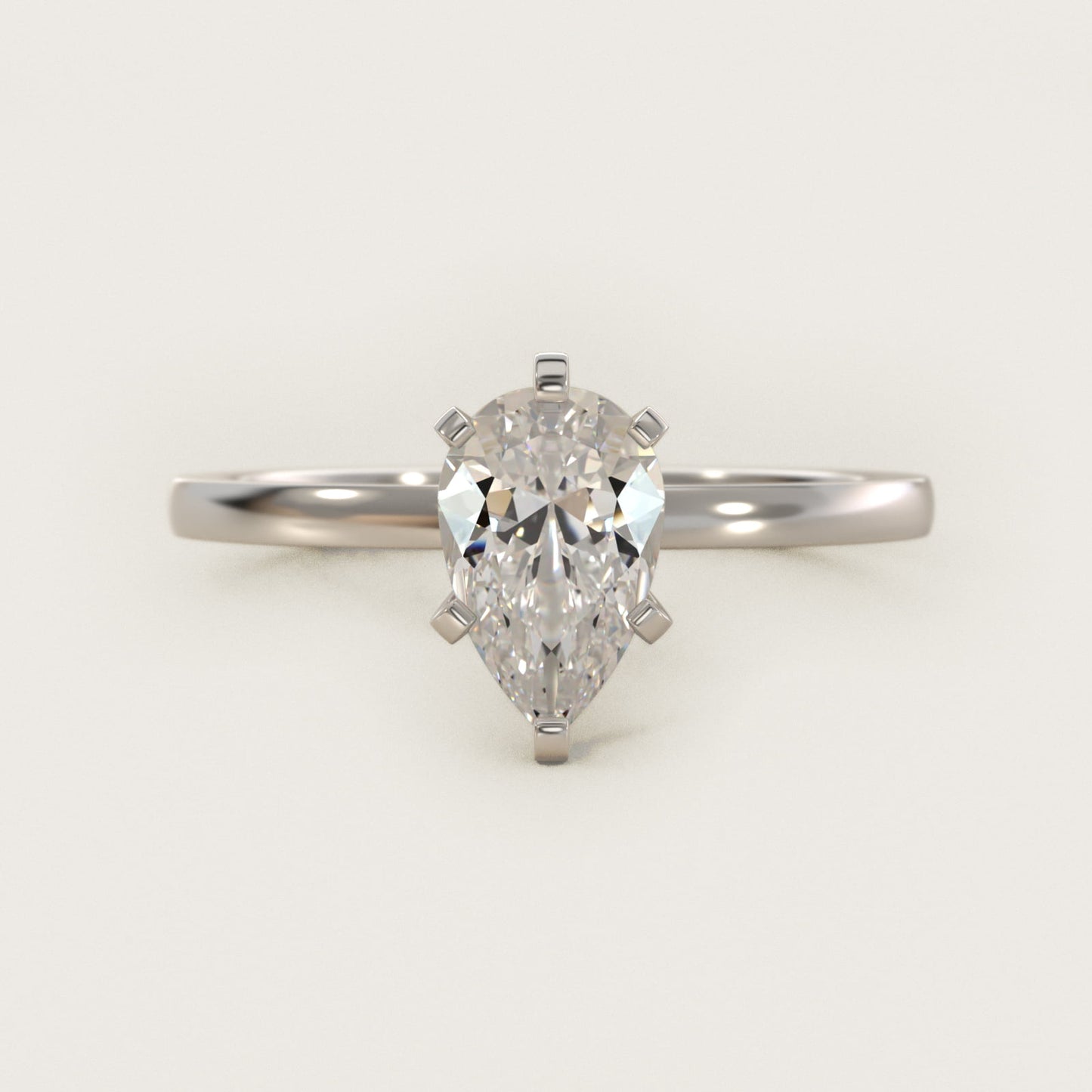 Comfort Fit Solitaire Engagement Ring In 14K White Gold By James Allen - Pear Center