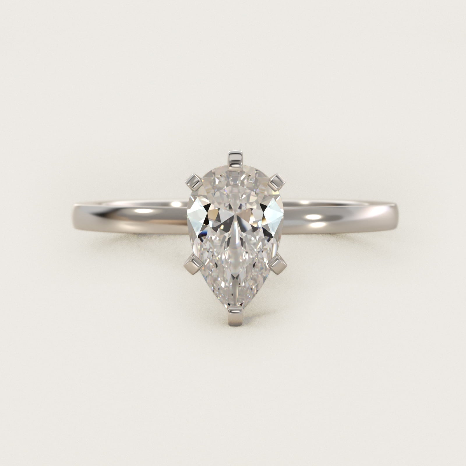 Comfort Fit Solitaire Engagement Ring In 18k White Gold By James Allen - Pear Center