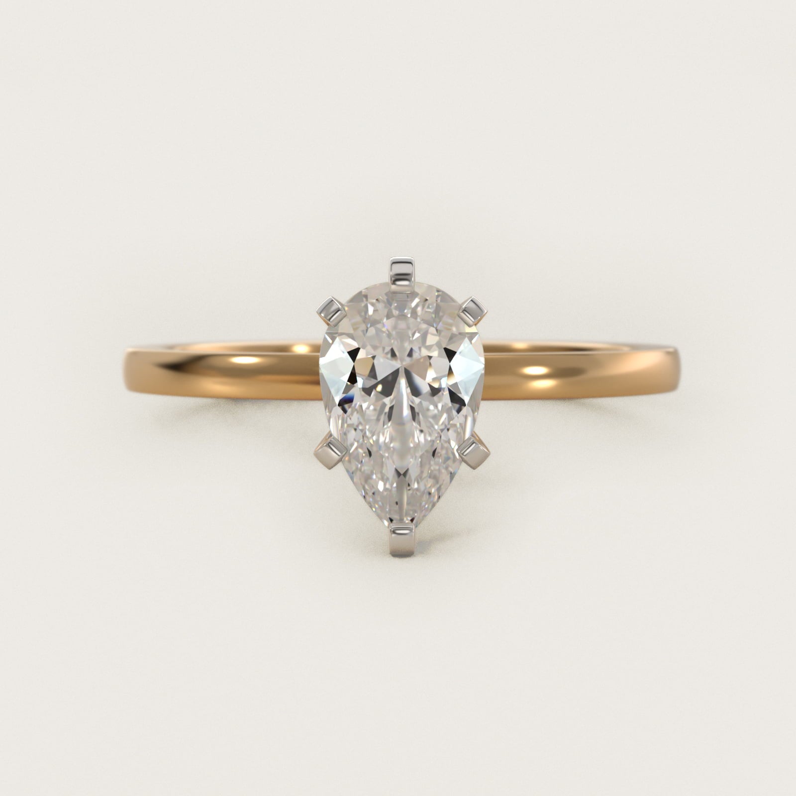 Comfort Fit Solitaire Engagement Ring In 14K Yellow Gold By James Allen - Pear Center