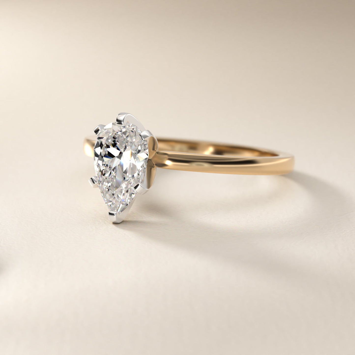 Comfort Fit Solitaire Engagement Ring In 14K Yellow Gold By James Allen - Pear Center
