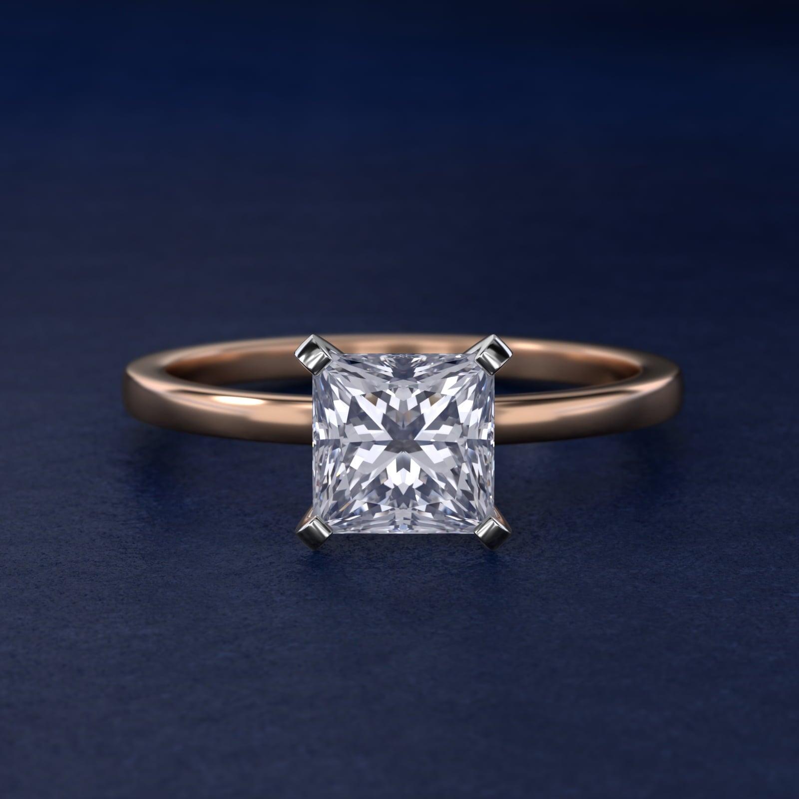 Comfort Fit Solitaire Engagement Ring In 14K Rose Gold By James Allen - Princess Center