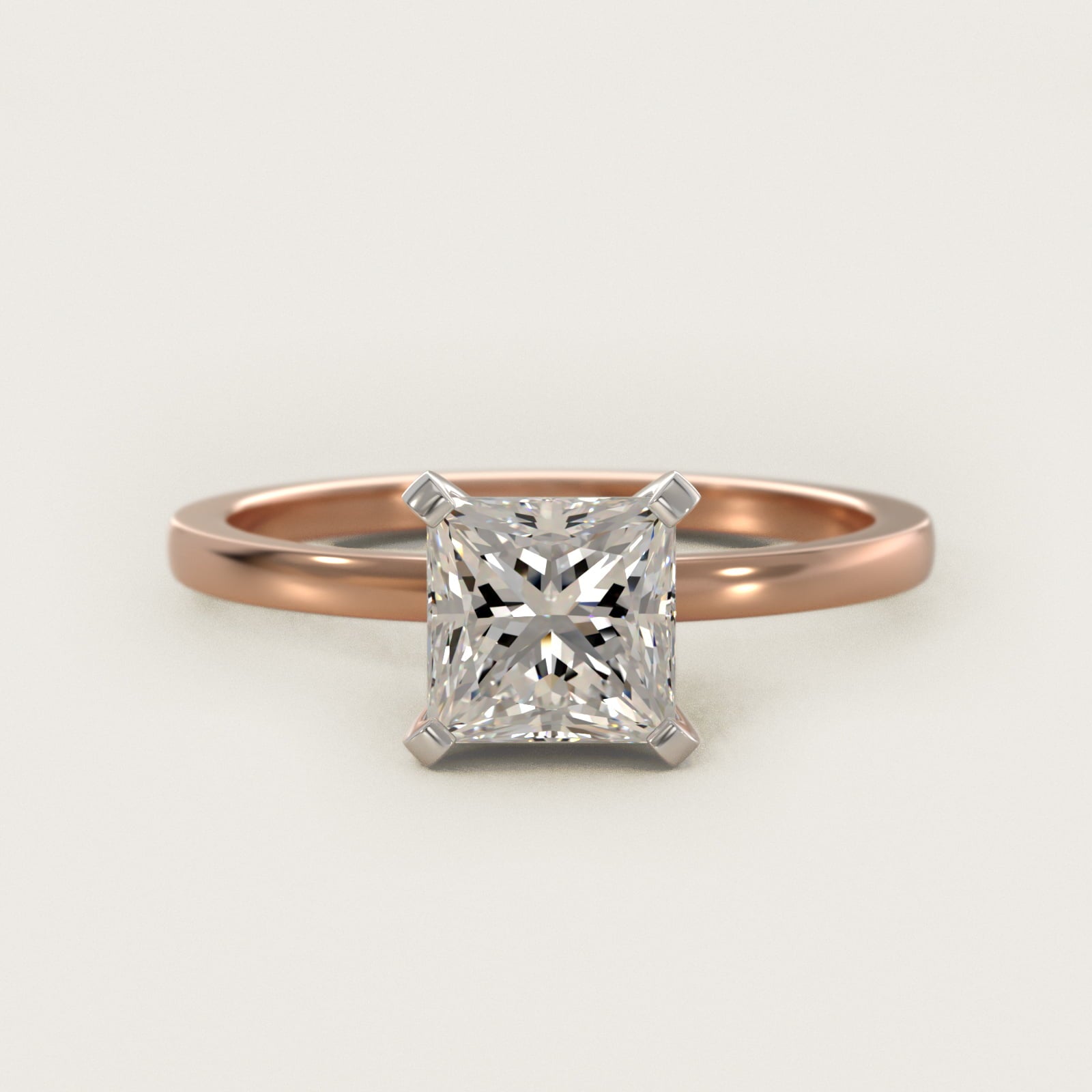 Comfort Fit Solitaire Engagement Ring In 18k Rose Gold By James Allen - Princess Center