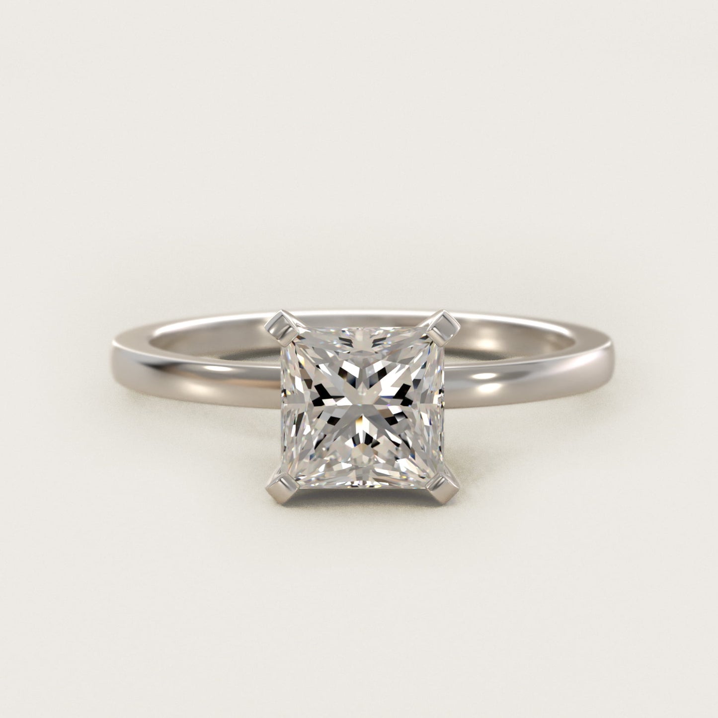 Comfort Fit Solitaire Engagement Ring In 18k White Gold By James Allen - Princess Center