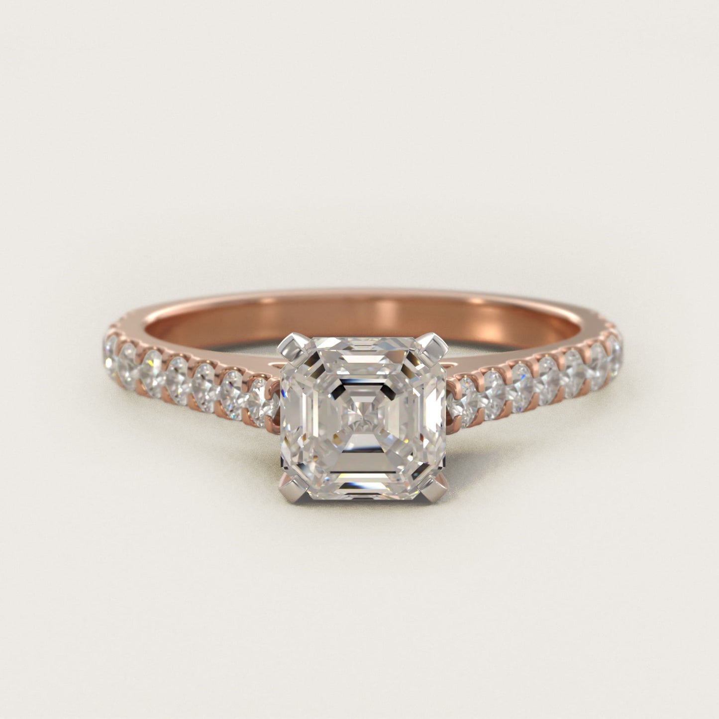 Common Prong Diamond PavŽ Engagement Ring In 18k Rose Gold By James Allen - Asscher Center