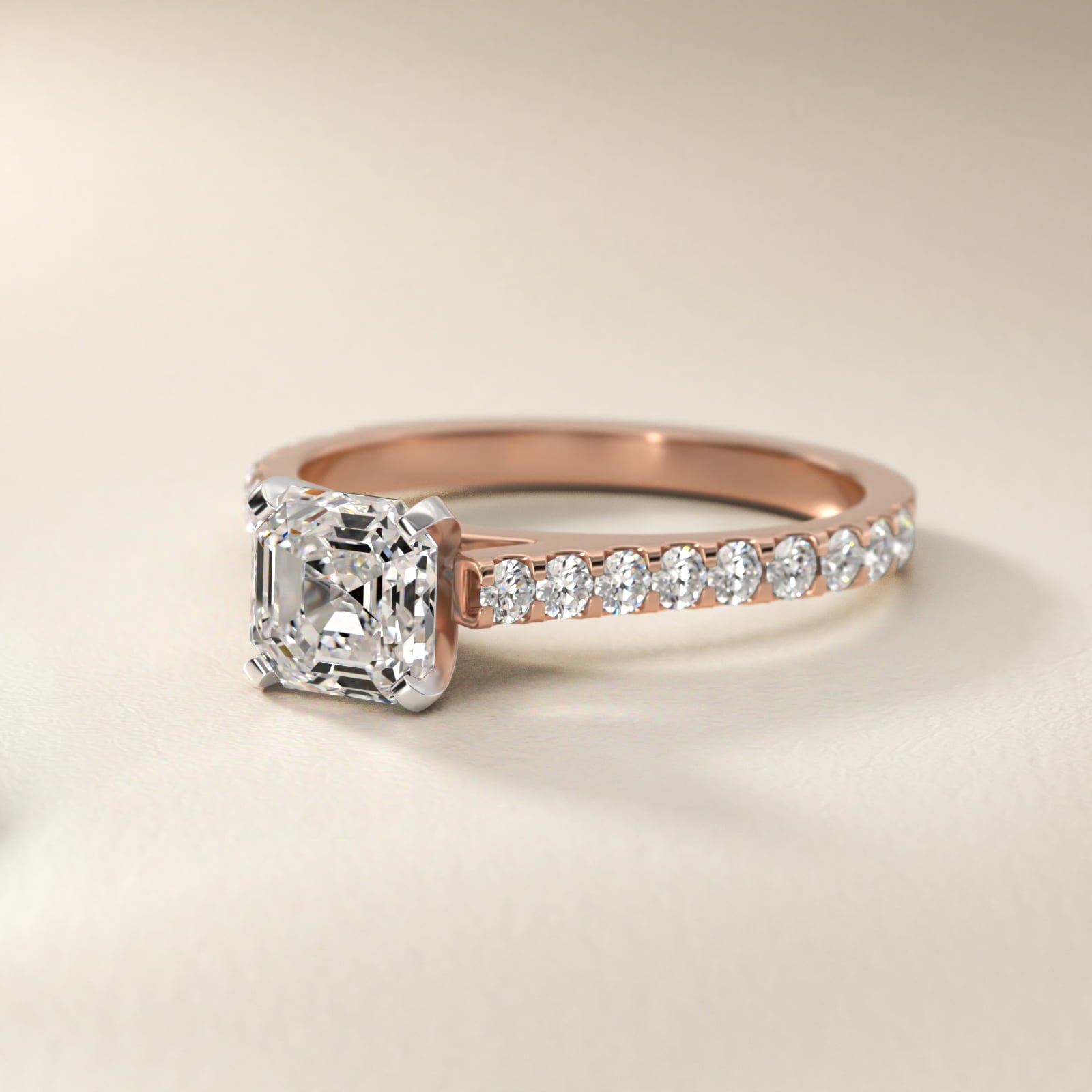 Common Prong Diamond PavŽ Engagement Ring In 14K Rose Gold By James Allen - Asscher Center