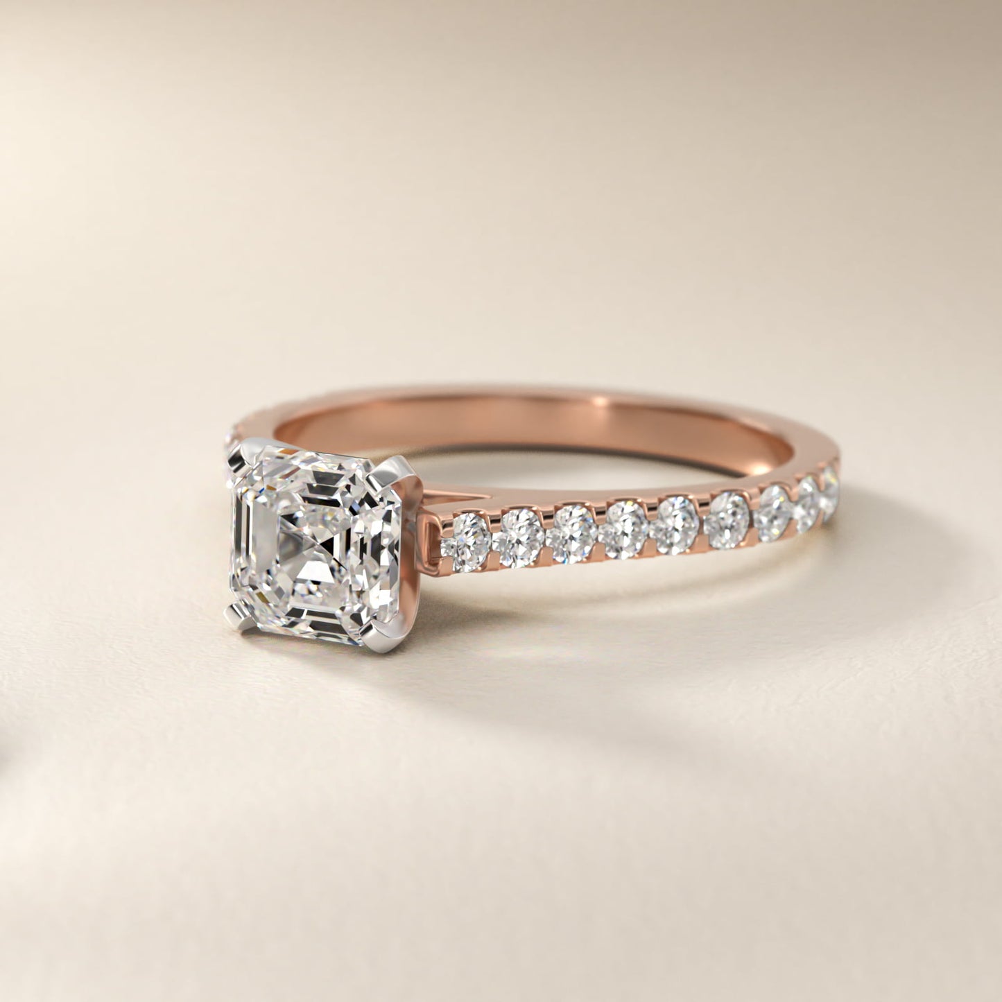 Common Prong Diamond PavŽ Engagement Ring In 18k Rose Gold By James Allen - Asscher Center