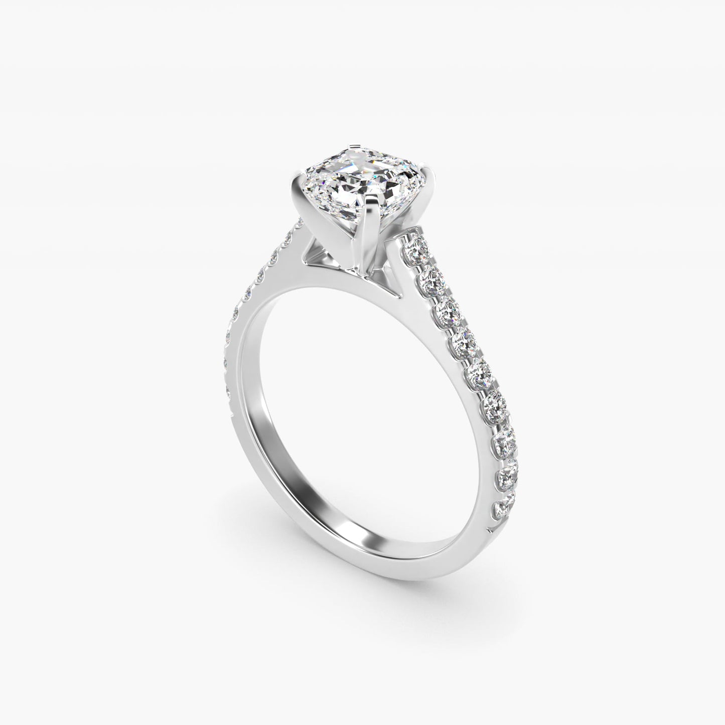 Common Prong Diamond PavŽ Engagement Ring In 14K White Gold By James Allen - Asscher Center