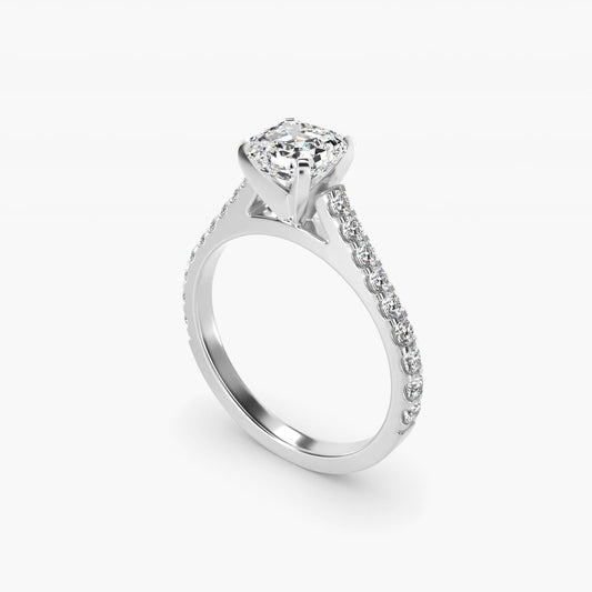 Common Prong Diamond PavŽ Engagement Ring In 18k White Gold By James Allen - Asscher Center