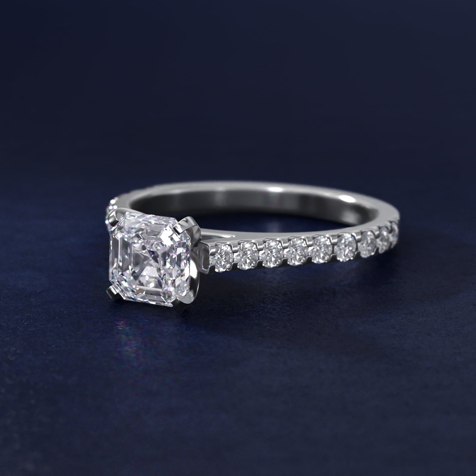 Common Prong Diamond PavŽ Engagement Ring In 18k White Gold By James Allen - Asscher Center