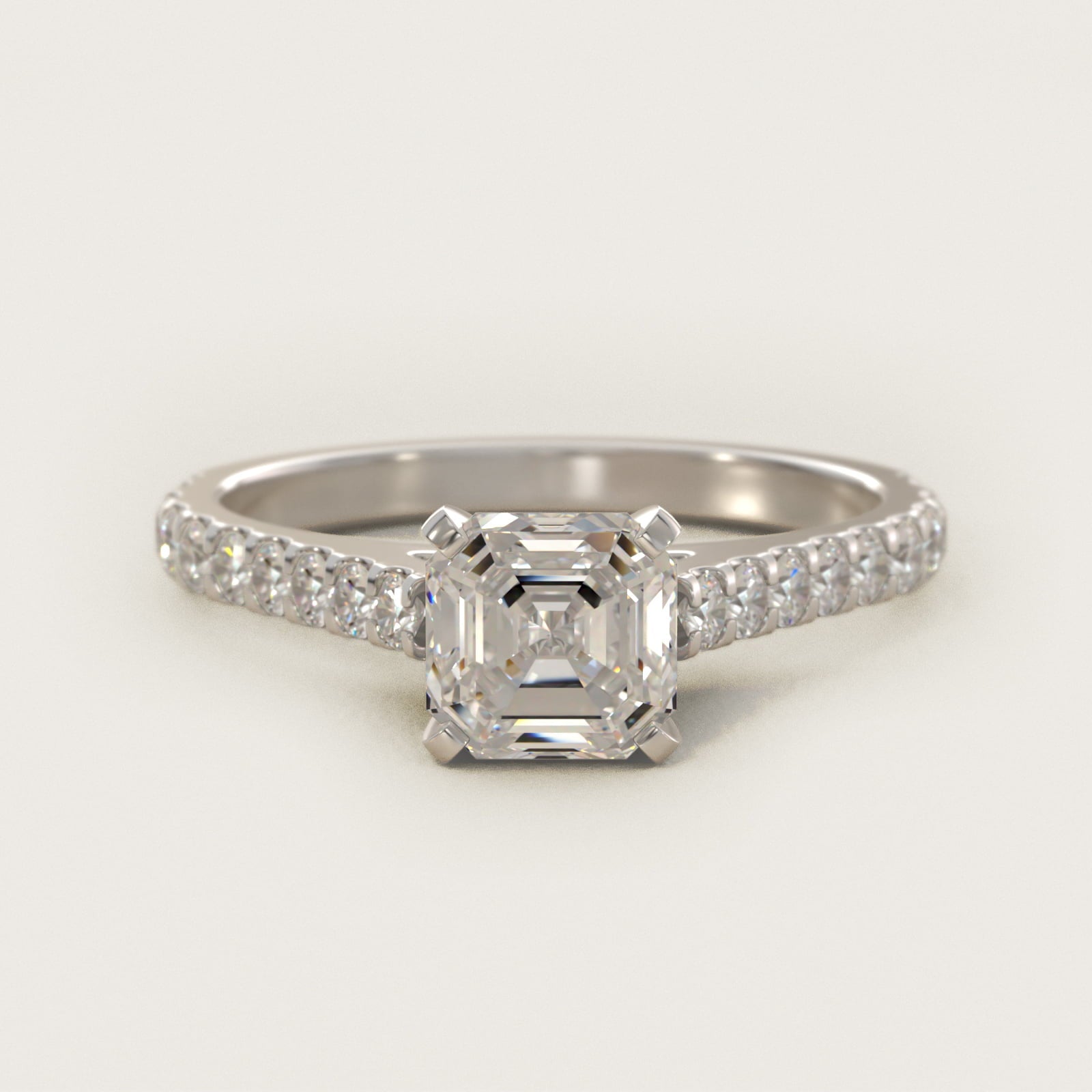 Common Prong Diamond PavŽ Engagement Ring In 14K White Gold By James Allen - Asscher Center