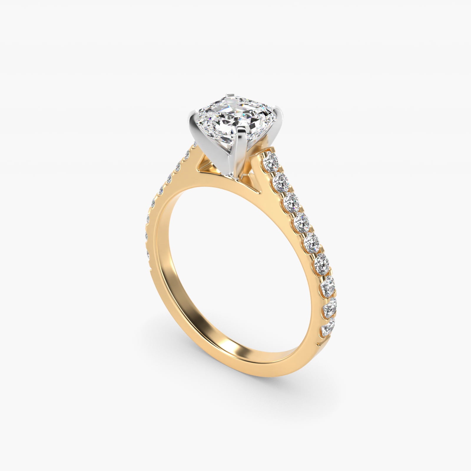 Common Prong Diamond PavŽ Engagement Ring In 18k Yellow Gold By James Allen - Asscher Center